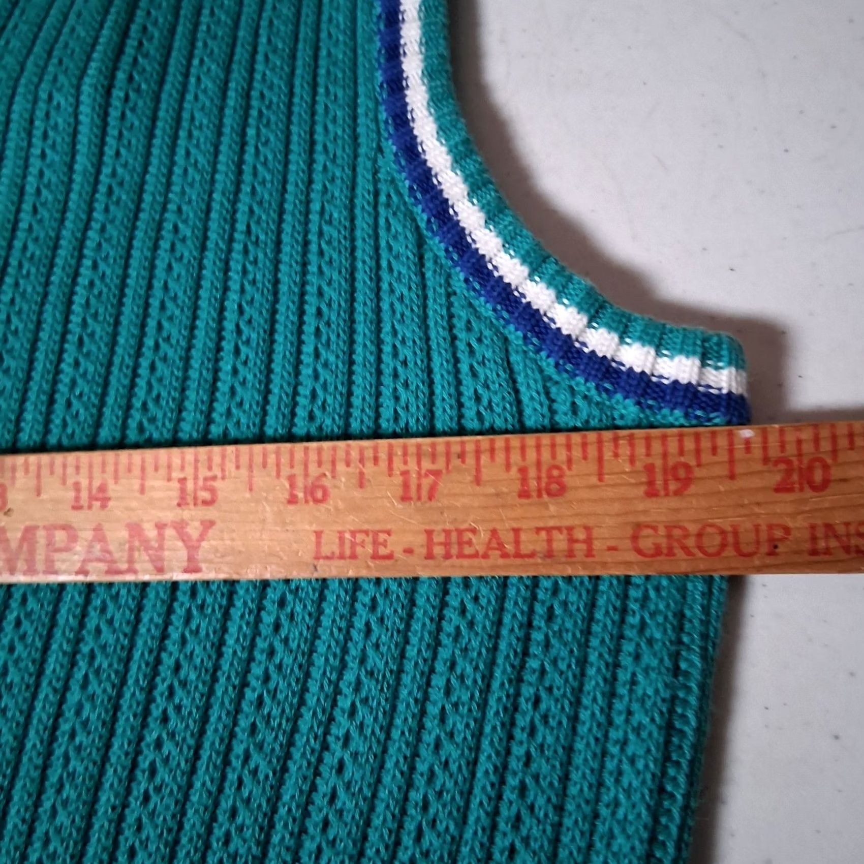 Vintage VINTAGE La Mode Sweater Vest L Teal Combed Cotton Preppy V Neck 1990s Size L / US 10 / IT 46 - 4 Thumbnail