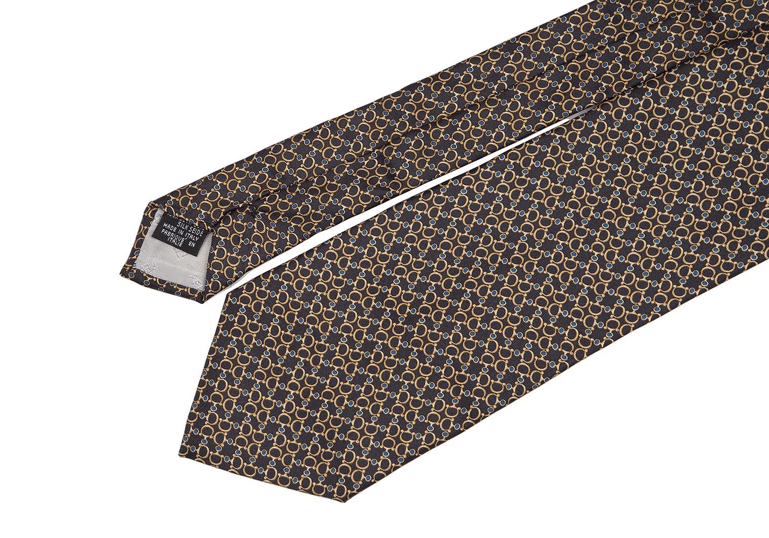 Fendi Geometric Pattern Silk Tie in Navy and Yellow Size ONE SIZE - 3 Thumbnail