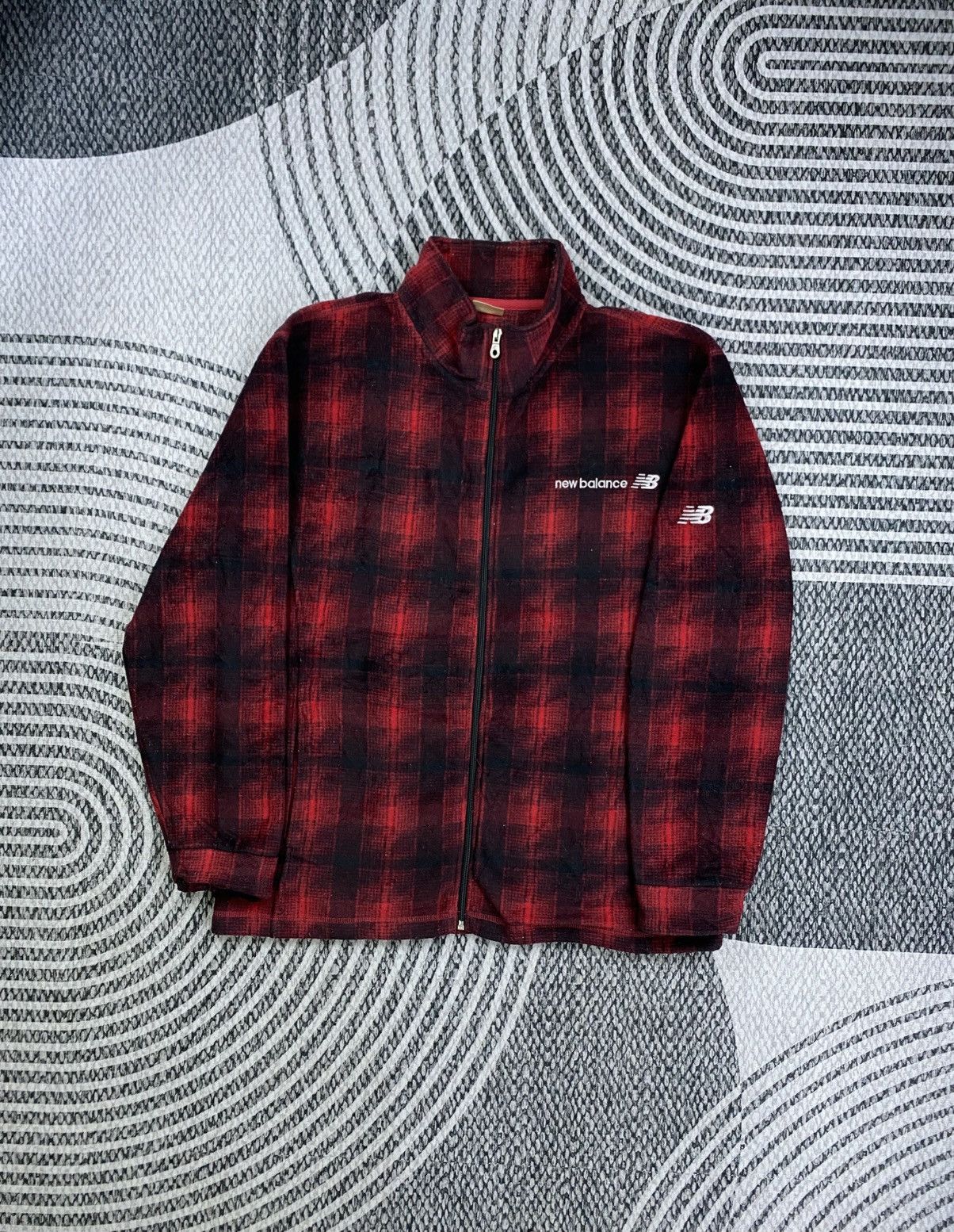 New Balance Vintage New Balance Red Checked Fleece Zipper Jacket Size US XL / EU 56 / 4 - 1 Thumbnail