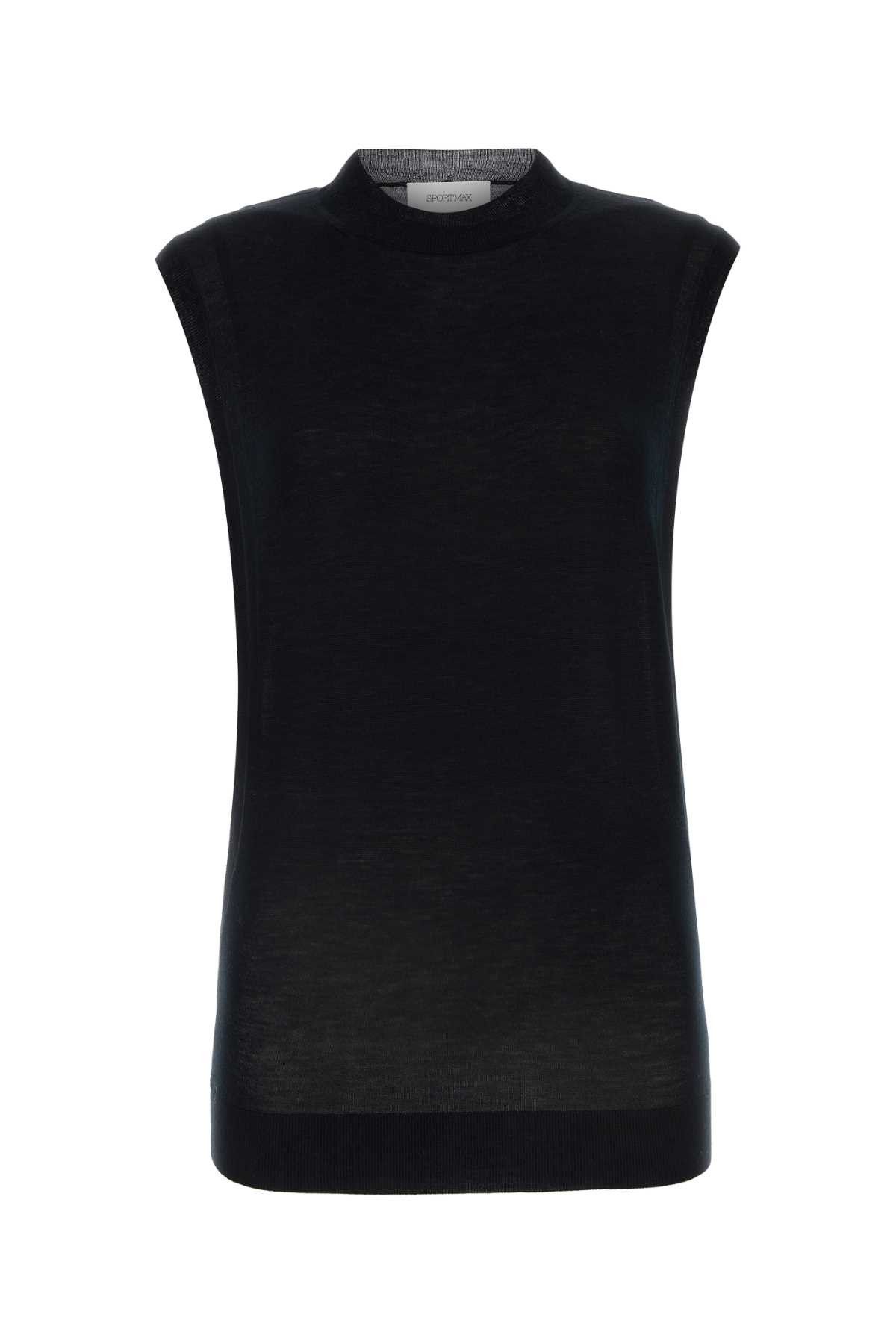 image of Sportmax Black Wool Blend Odissea Top, Women's (Size Medium)