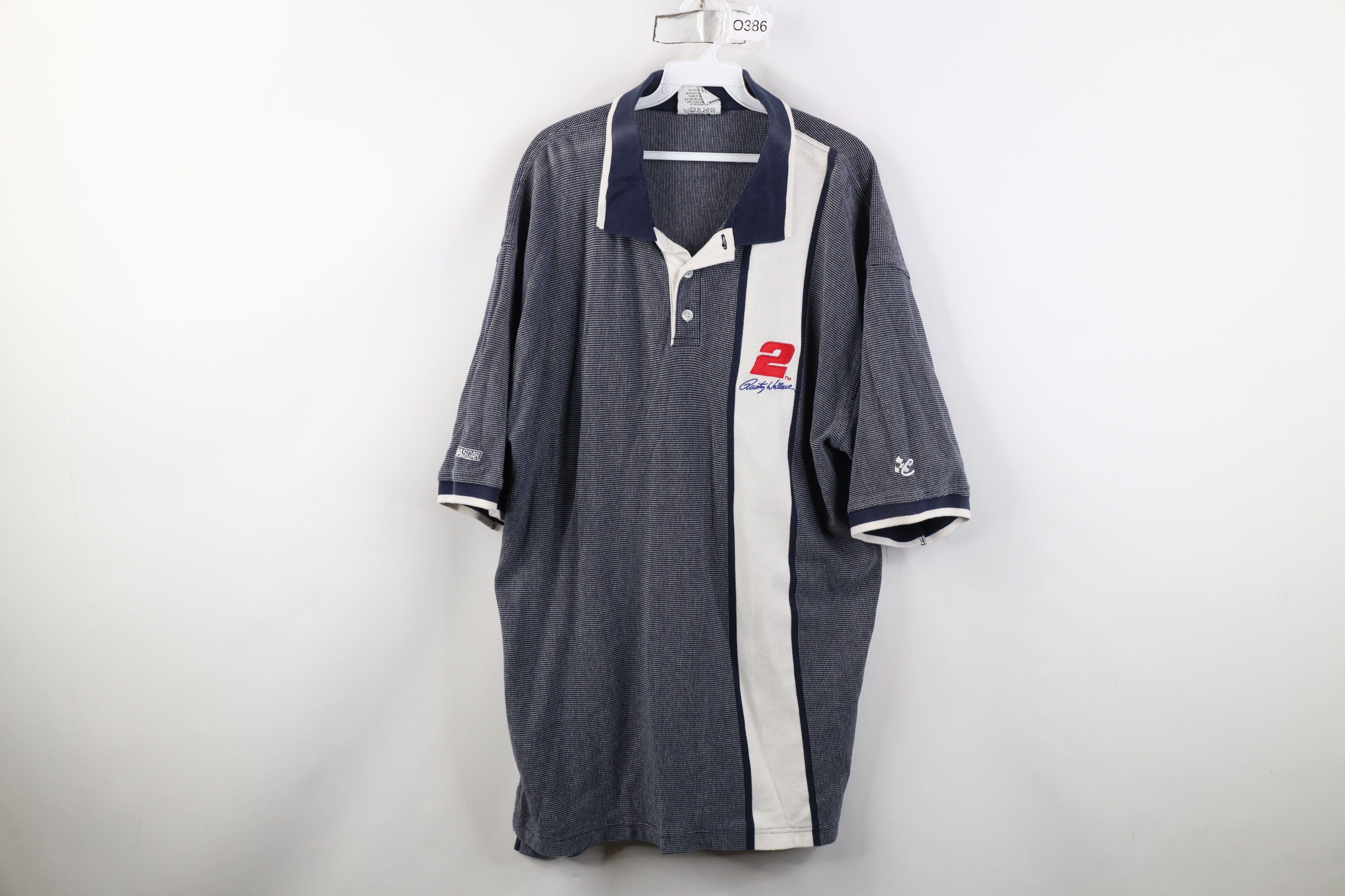 Vintage Vintage 90s NASCAR Wallace Racing Thermal Knit Polo Shirt Size US XL / EU 56 / 4 - 1 Thumbnail