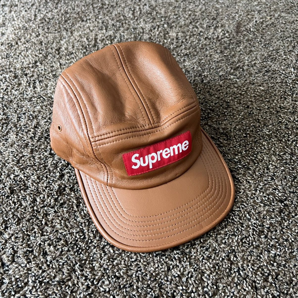 帽子 Supreme Quilting Leather Camp Cap Brown Supreme Washed Chino Twill Camp Cap (FW22) - $48
