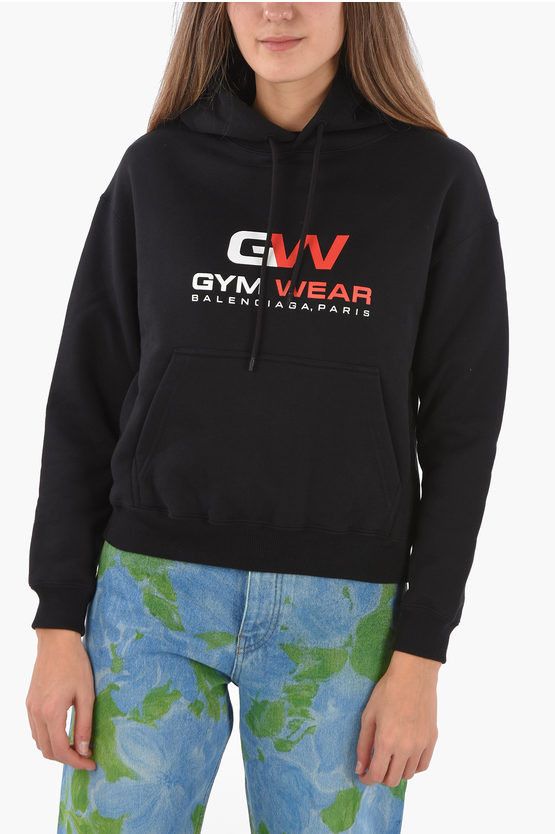 Balenciaga o1mle1224 Wear Logo Hoodie in Black Size XS / US 0-2 / IT 36-38 - 1 Thumbnail