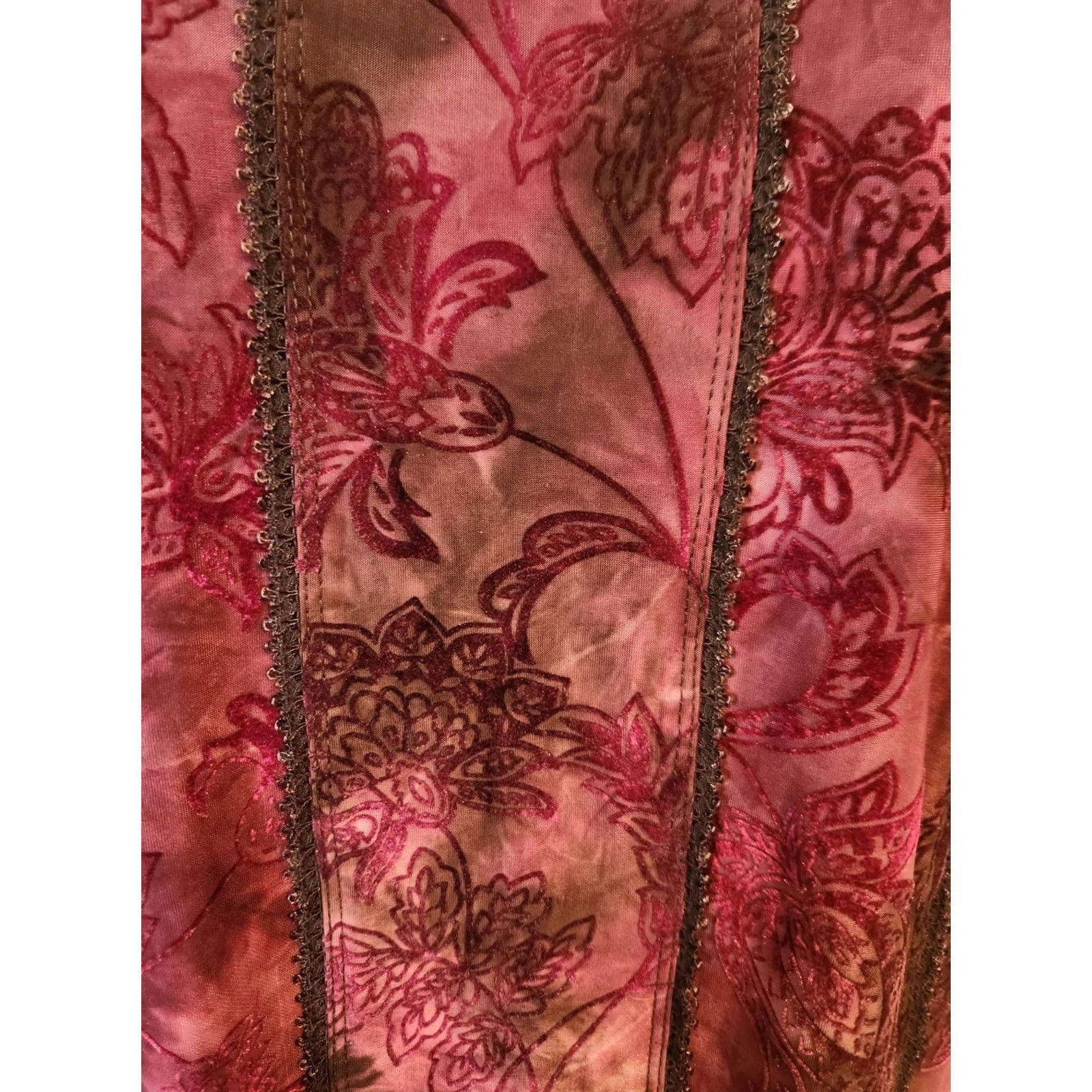 Velvet Roz & Ali Woman Dark Magenta Paisley Black Burnout Velvet Top 2X Size XXL / US 16-18 / IT 52-54 - 2 Thumbnail
