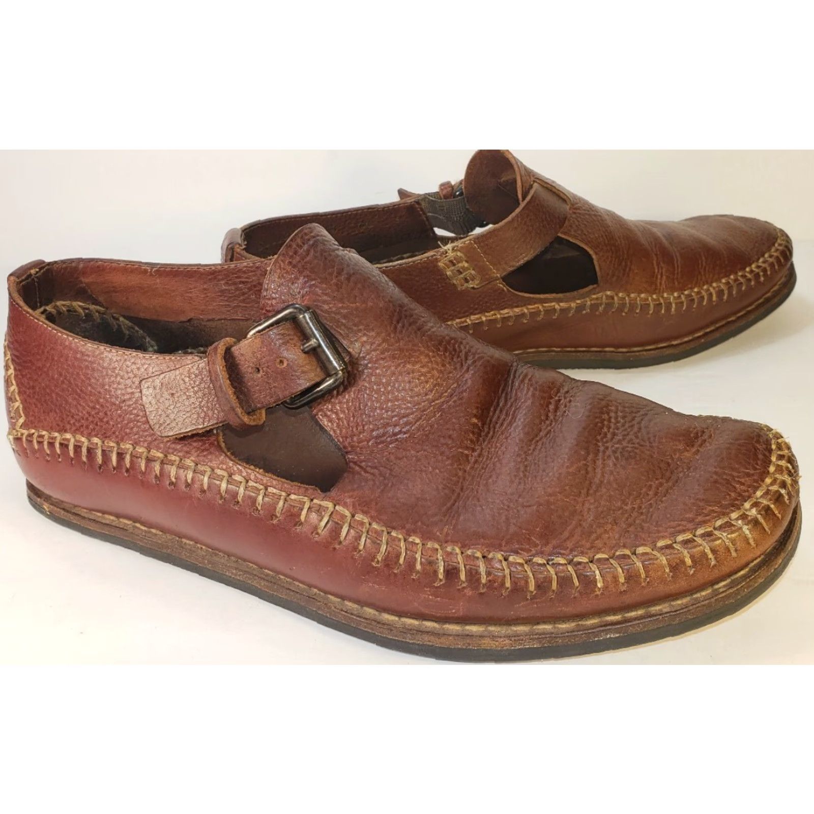 Cole Haan VINTAGE Cole Haan Hand Sewn Flats Loafer Mens 8.5M Brown Leather Buckle, Hand Sewn Flat Shoes Mens 8.5M Brown Leather Buckle, Something Different Size US 9 / EU 42 - 5 Thumbnail