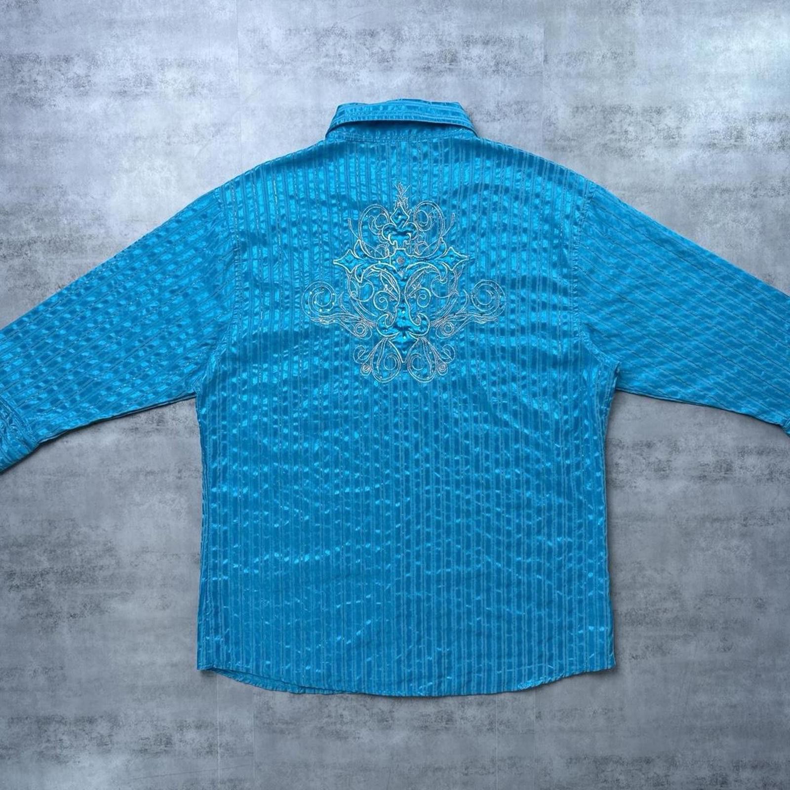 Affliction Y2K Marini 00s Blue Cross Button Up Shirt Size US XXL / EU 58 / 5 - 2 Thumbnail