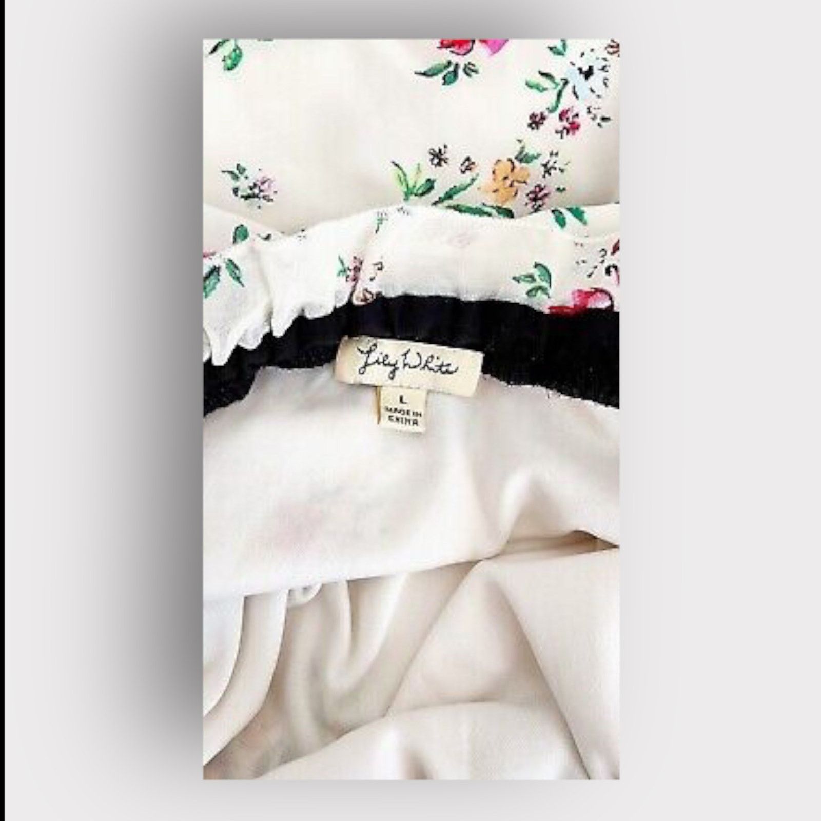 Nordstrom Lily White Floral Off-the-Shoulder Crop Top | Large Size L / US 10 / IT 46 - 17 Thumbnail
