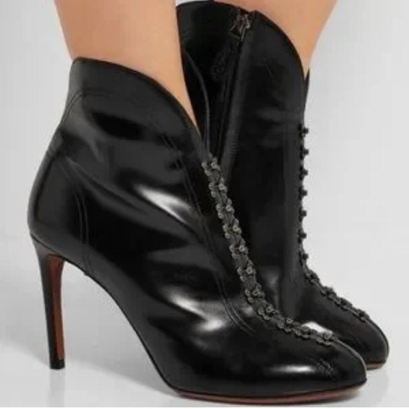 Alaia Alaia embellished black glossed-leather ankle boots IT 39 Size US 8.5 / IT 38.5 - 1 Thumbnail