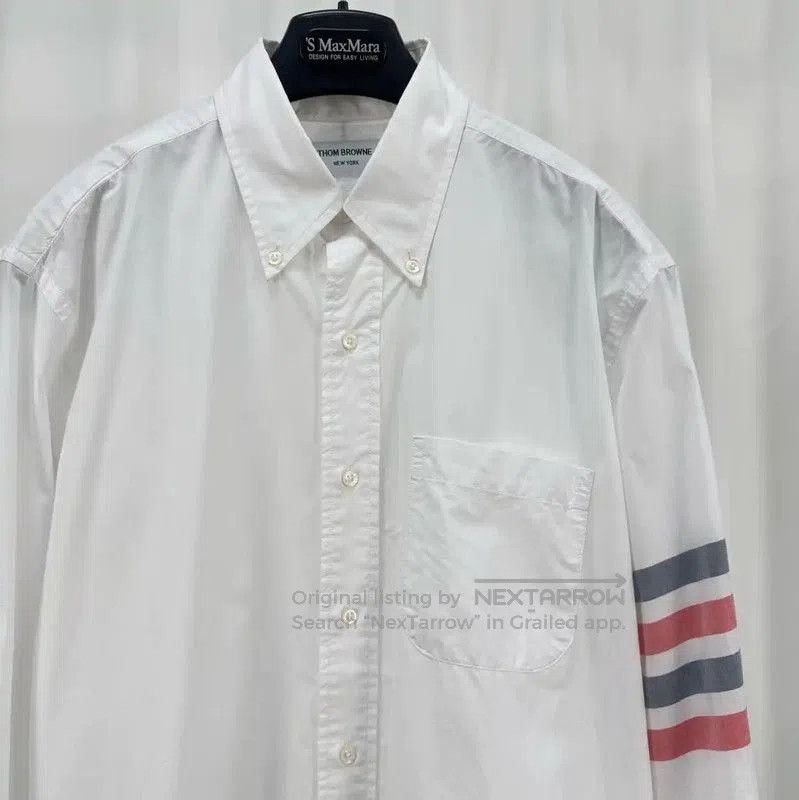 Thom Browne Thom Browne White Striped Long Sleeve Shirt . Size US XL / EU 56 / 4 - 3 Thumbnail
