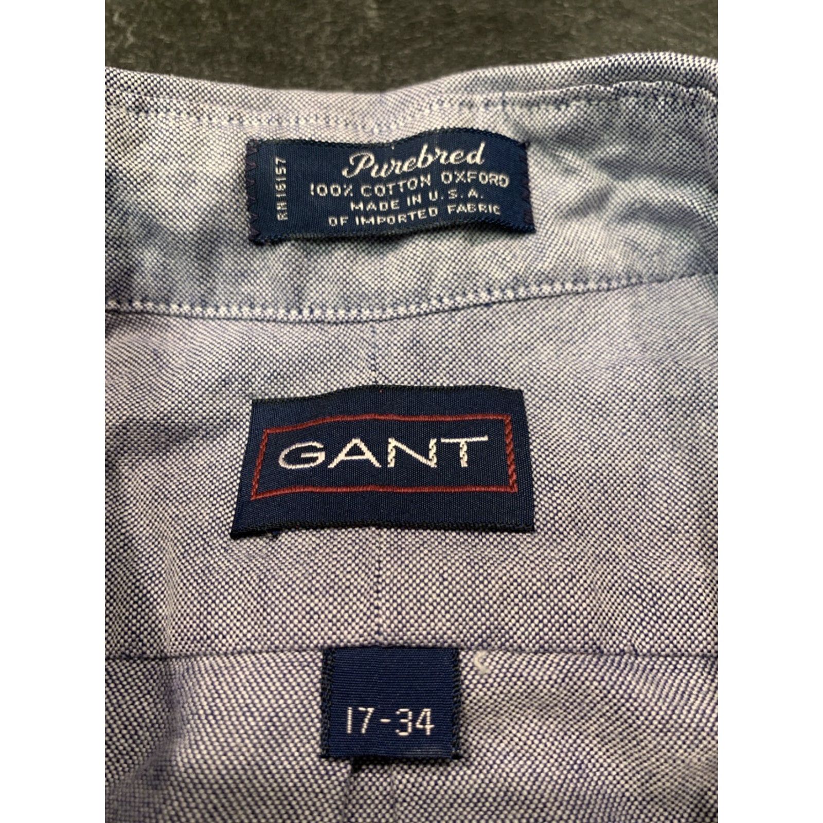 Gant Gant Shirt Men 17-34 Light Blue Purebred Broadcloth Button Up Oxford Size US XL / EU 56 / 4 - 4 Thumbnail