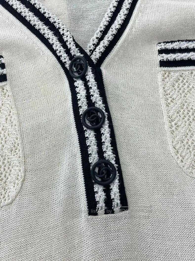 Chanel Chanel White Black Knit Dress. Size US M / EU 48-50 / 2 - 2 Thumbnail