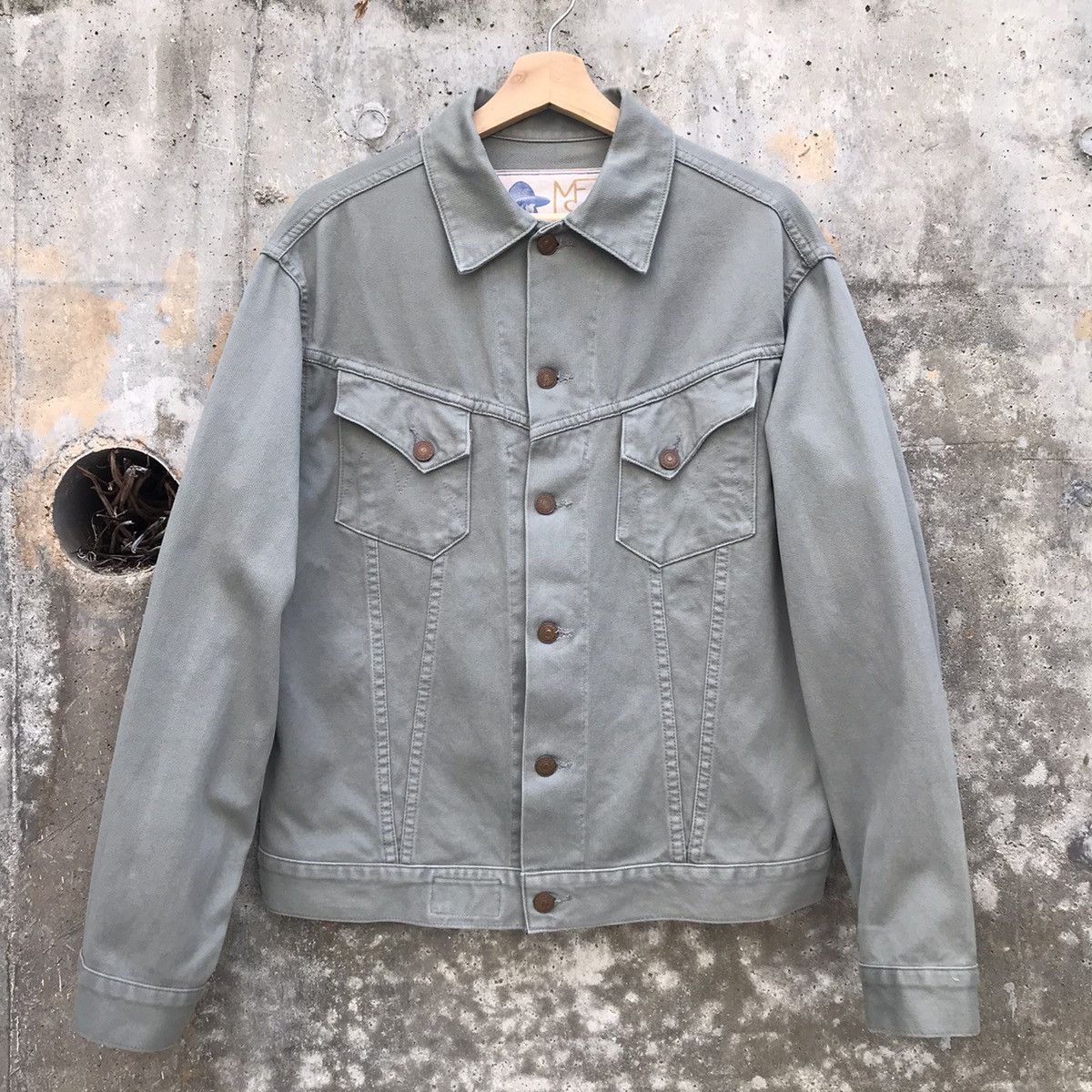 Image of Made In USA x Mister Freedom “Cowboy” Jacket, Selvedge Piqué Edition in Sage Green, Men's (Size XL)