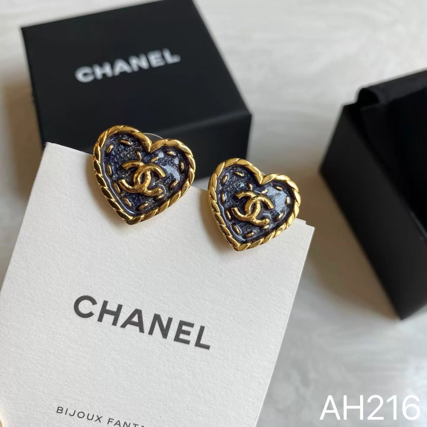 Chanel Chanel 24P Blue Denim Heart Earrings (Xiao) New Box AH216 Size ONE SIZE - 3 Thumbnail