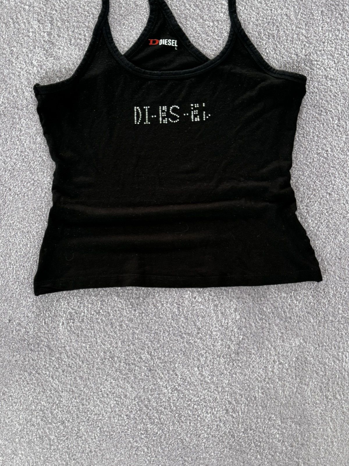 Diesel 00s Diesel Y2K Sexy Rhinestones Logo Tank Top Size L / US 10 / IT 46 - 3 Thumbnail