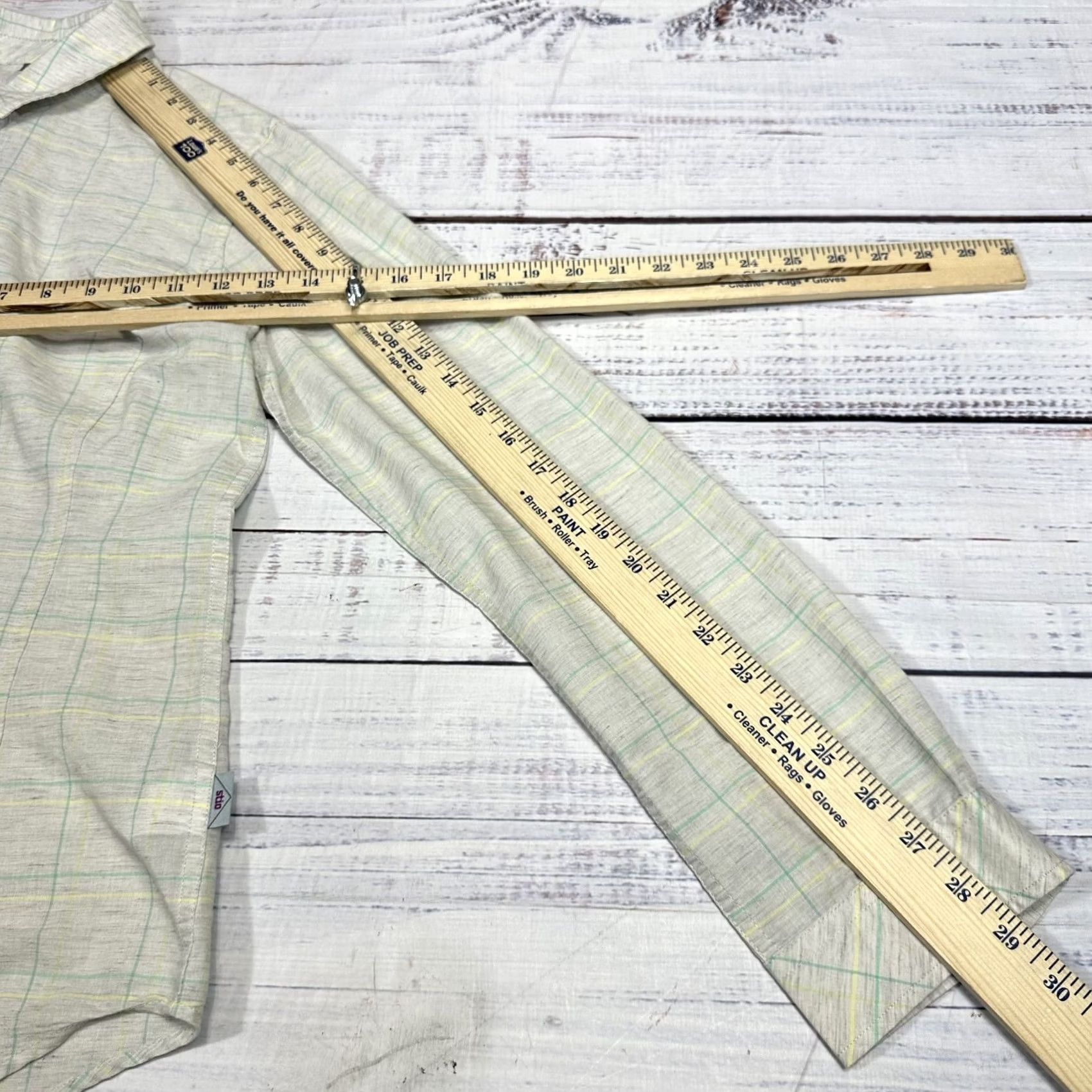 Vintage Stio Shirt Beige Green Plaid Long Sleeve 1/2 Buttons Casual Women's M Size M / US 6-8 / IT 42-44 - 7 Thumbnail