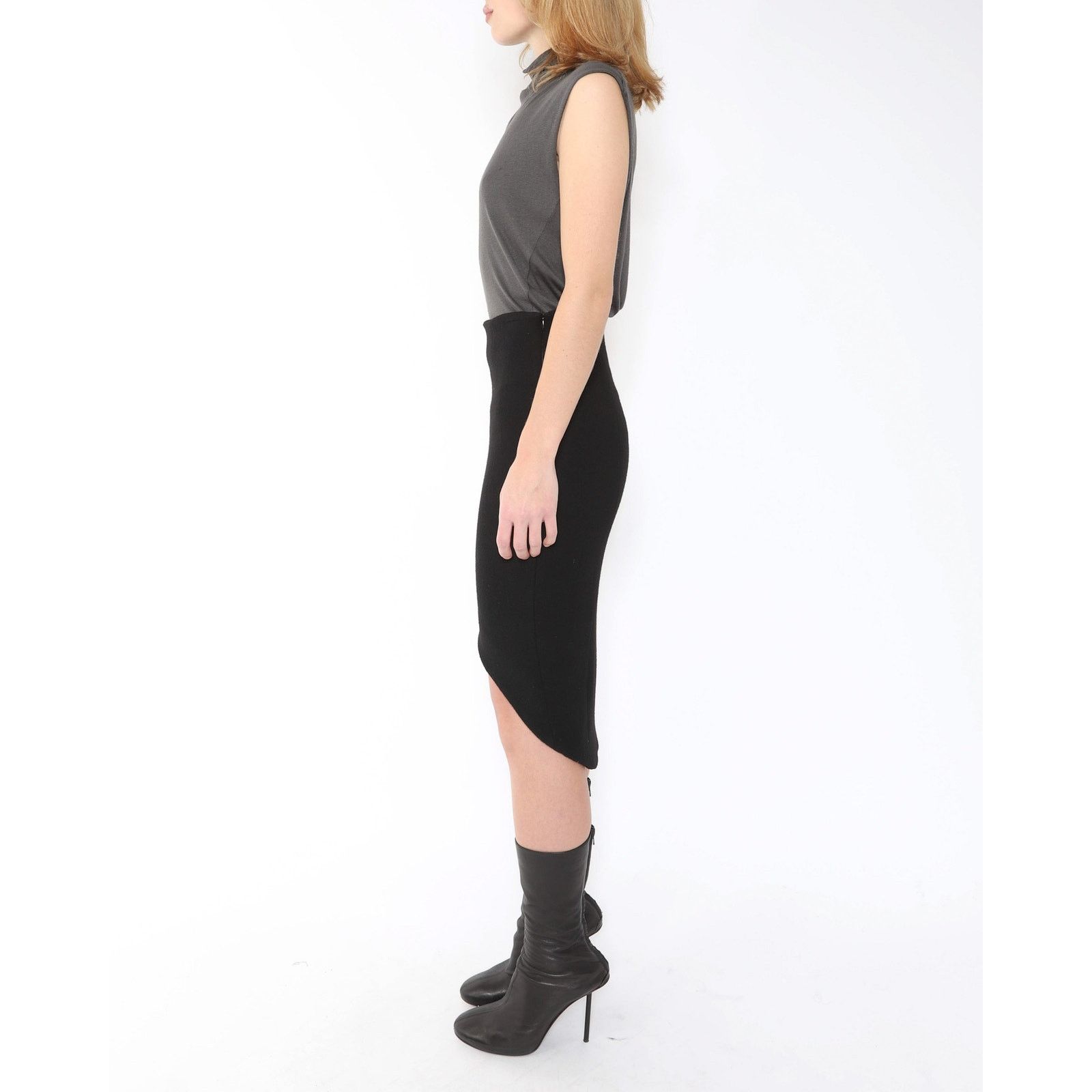 Haider Ackermann FW14 Asymmetrical Pencil Skirt in Black Wool Size 28" / US 6 / IT 42 - 4 Thumbnail