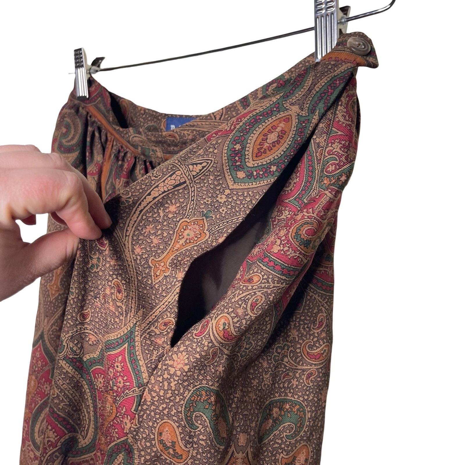 Ralph Lauren Ralph Lauren Brown Paisley Prairie Skirt Wool Midi Vtg 80s Size 32" / US 10 / IT 46 - 4 Thumbnail