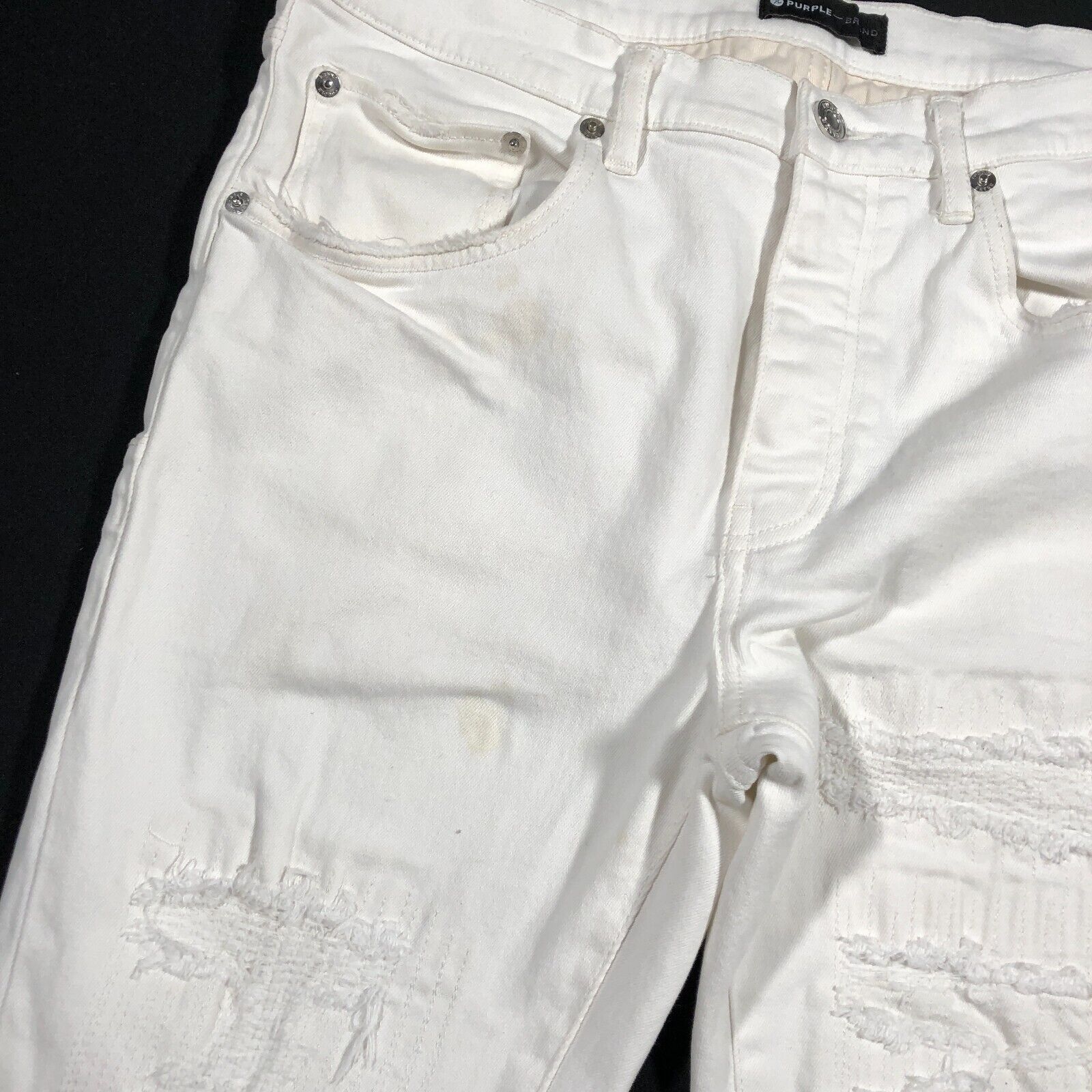 Purple Brand PURPLE BRAND P001 GREY FOUR POCKET DESTROY Jeans size 36x34 Size US 36 / EU 52 - 10 Thumbnail