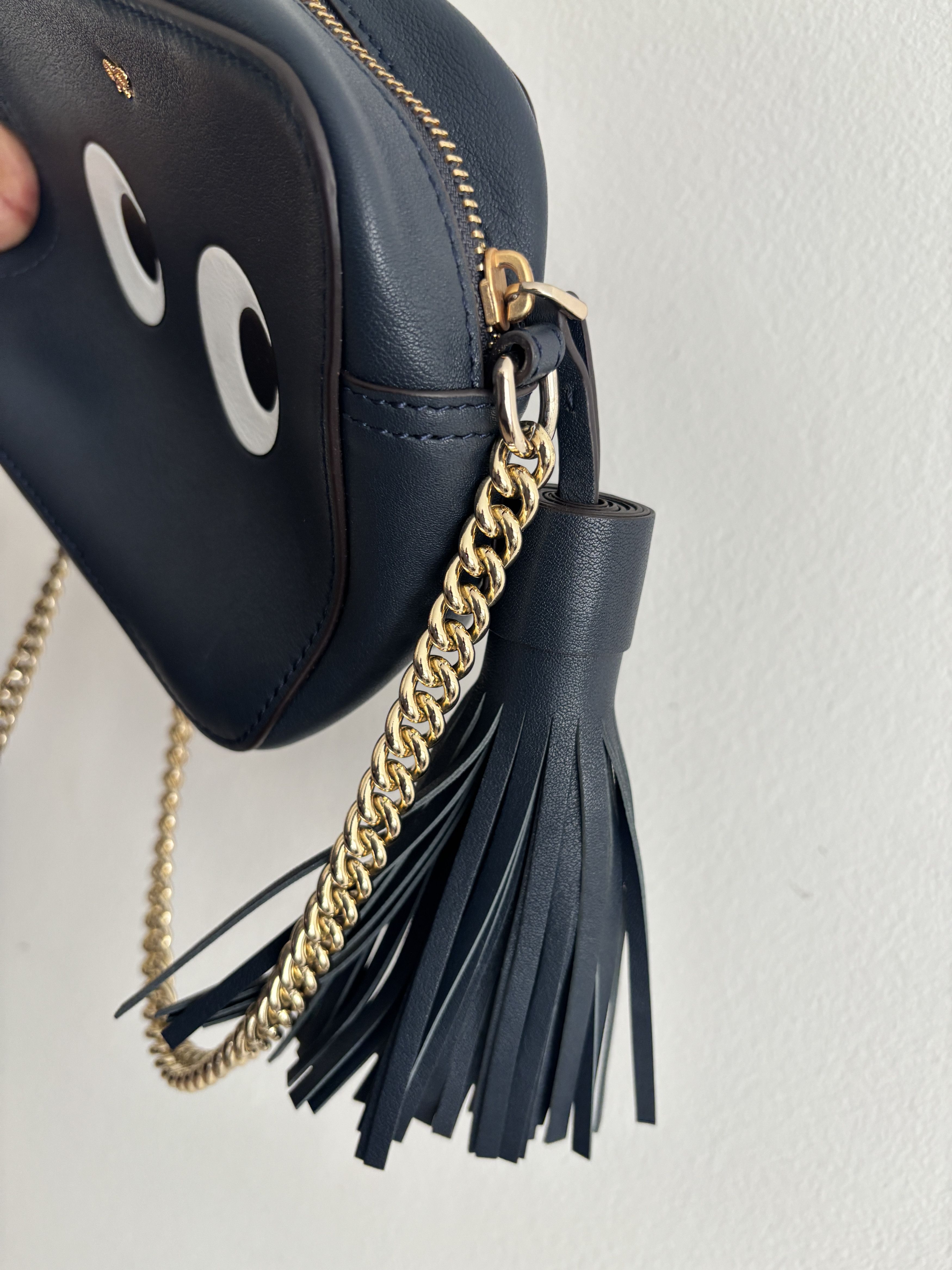 Anya Hindmarch $995 Blue Leather Eyes Crossbody Bag/ Shoulder Strap Purse Size ONE SIZE - 9 Thumbnail