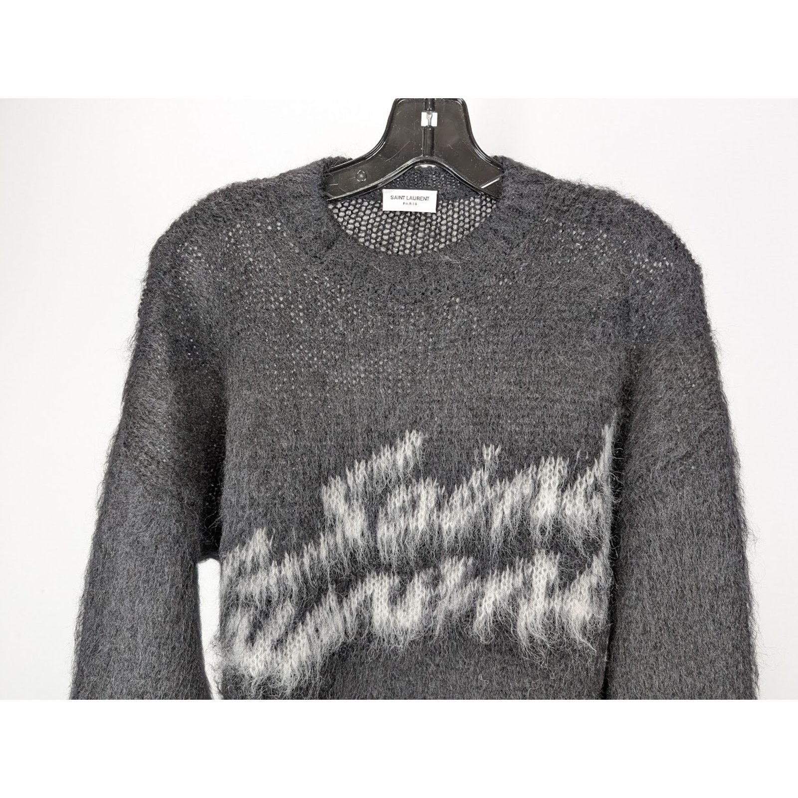 Saint Laurent Paris o1rshd1 Jacquard Sweater in Noir/Naturel Size US M / EU 48-50 / 2 - 4 Thumbnail