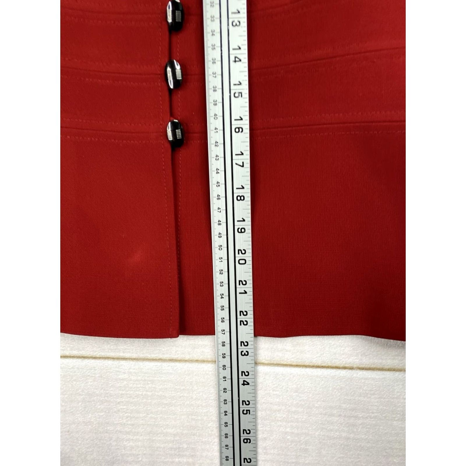 Vintage Tahari Blazer Womens 12 Red 3/4 Sleeve Lined Single-Breasted Button Front Career Jacket Size XL / US 12-14 / IT 48-50 - 6 Thumbnail