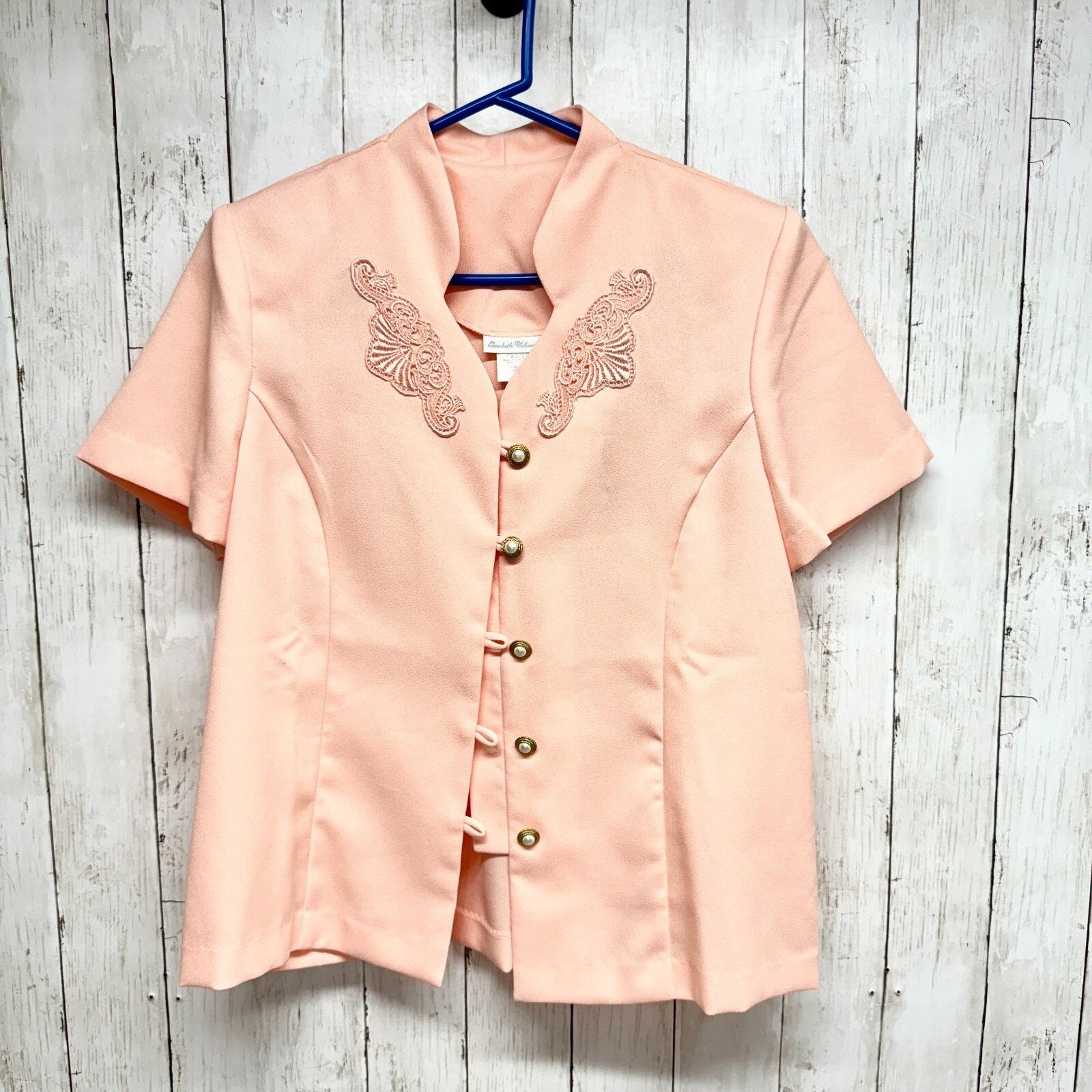 Vintage Elizabeth William VTG Top Women Size 14P Short Sleeve Pink Size XL / US 12-14 / IT 48-50 - 1 Thumbnail