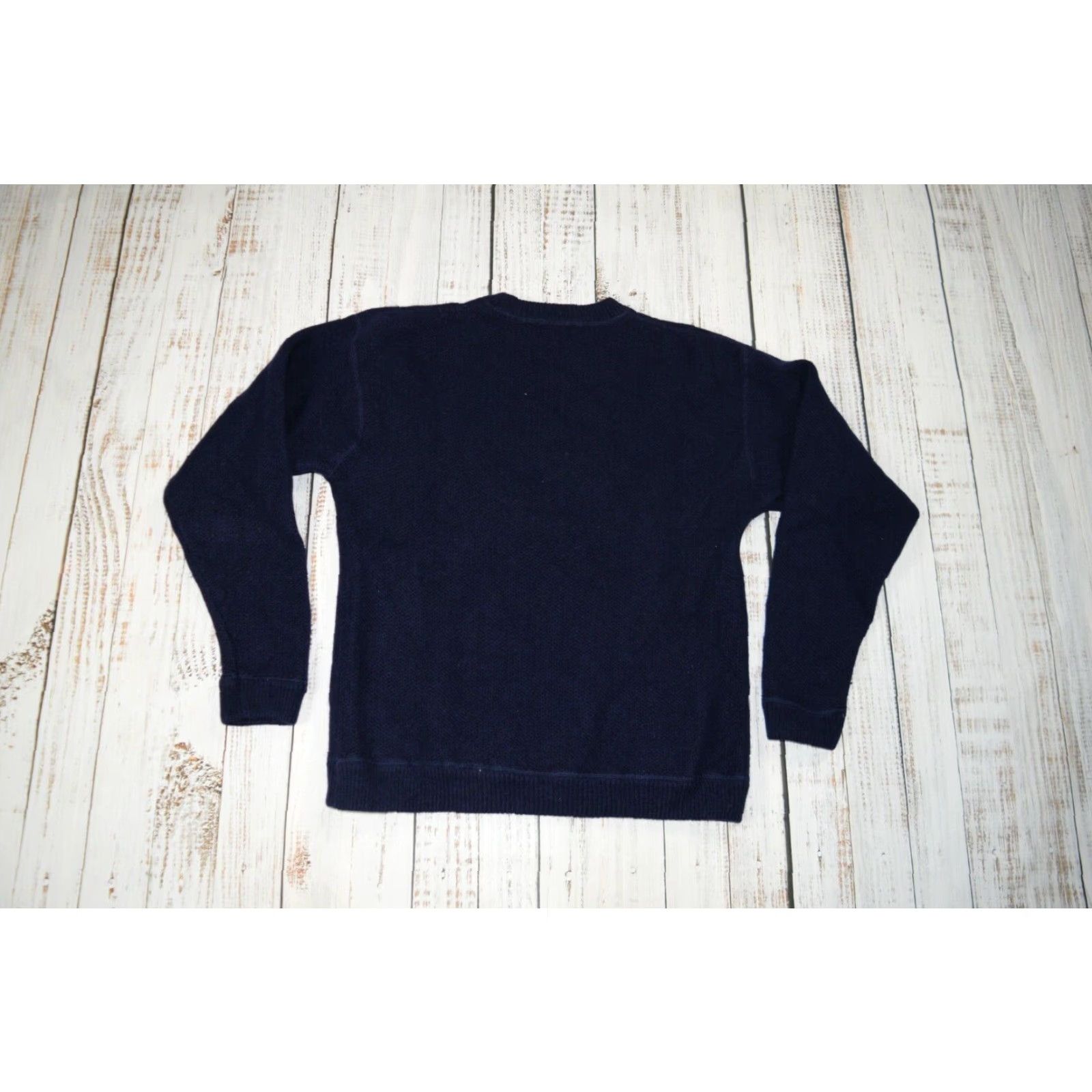 Gap VINTAGE GAP MENS L LARGE NAVY BLUE LAMBSWOOL FISHERMAN KNIT SWEATER 90s PULLOVER Size US L / EU 52-54 / 3 - 5 Thumbnail