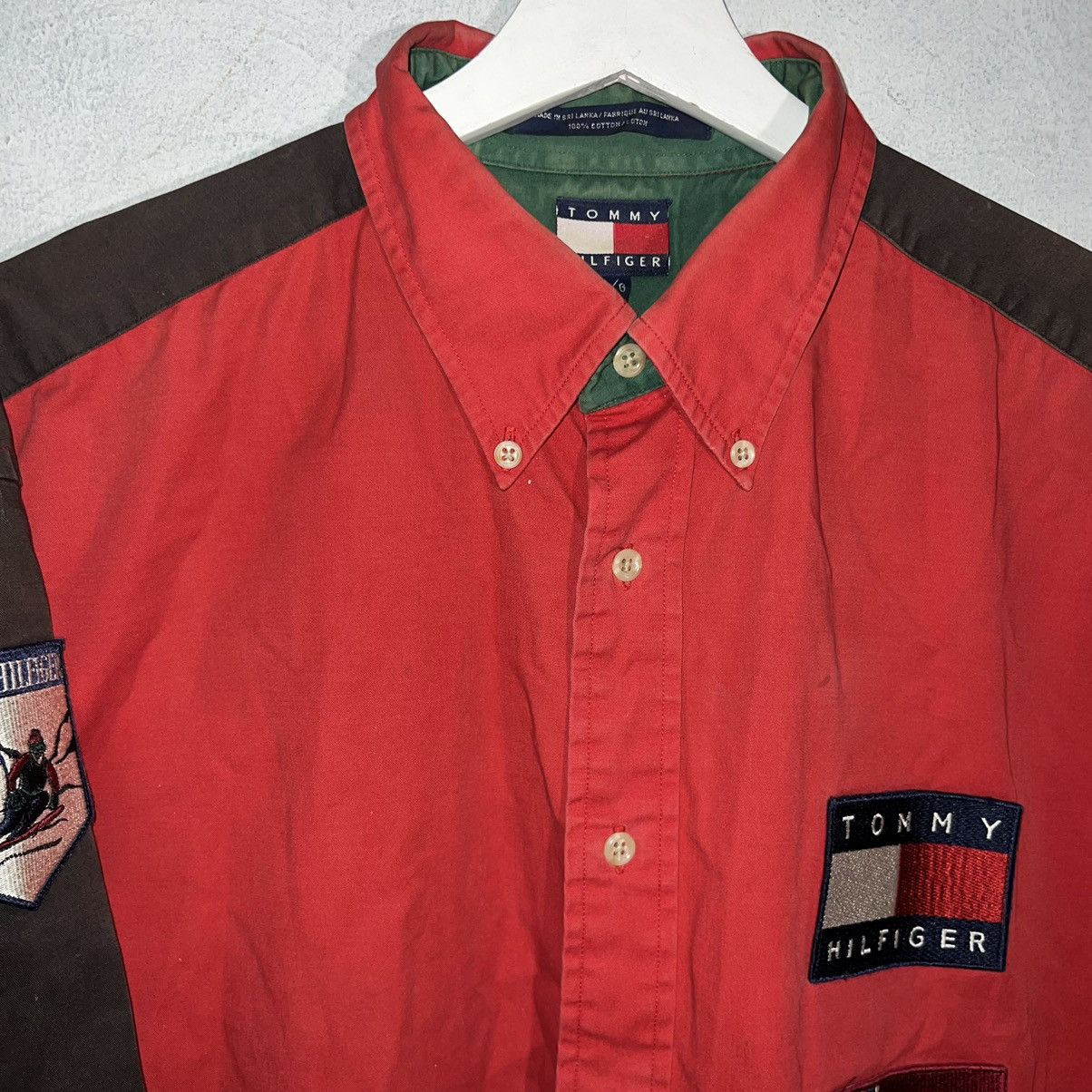 Designer × Tommy Hilfiger × Vintage Vintage Tommy Hilfiger Patchwork Shirt Longsleeve Ski Large Size US L / EU 52-54 / 3 - 2 Thumbnail