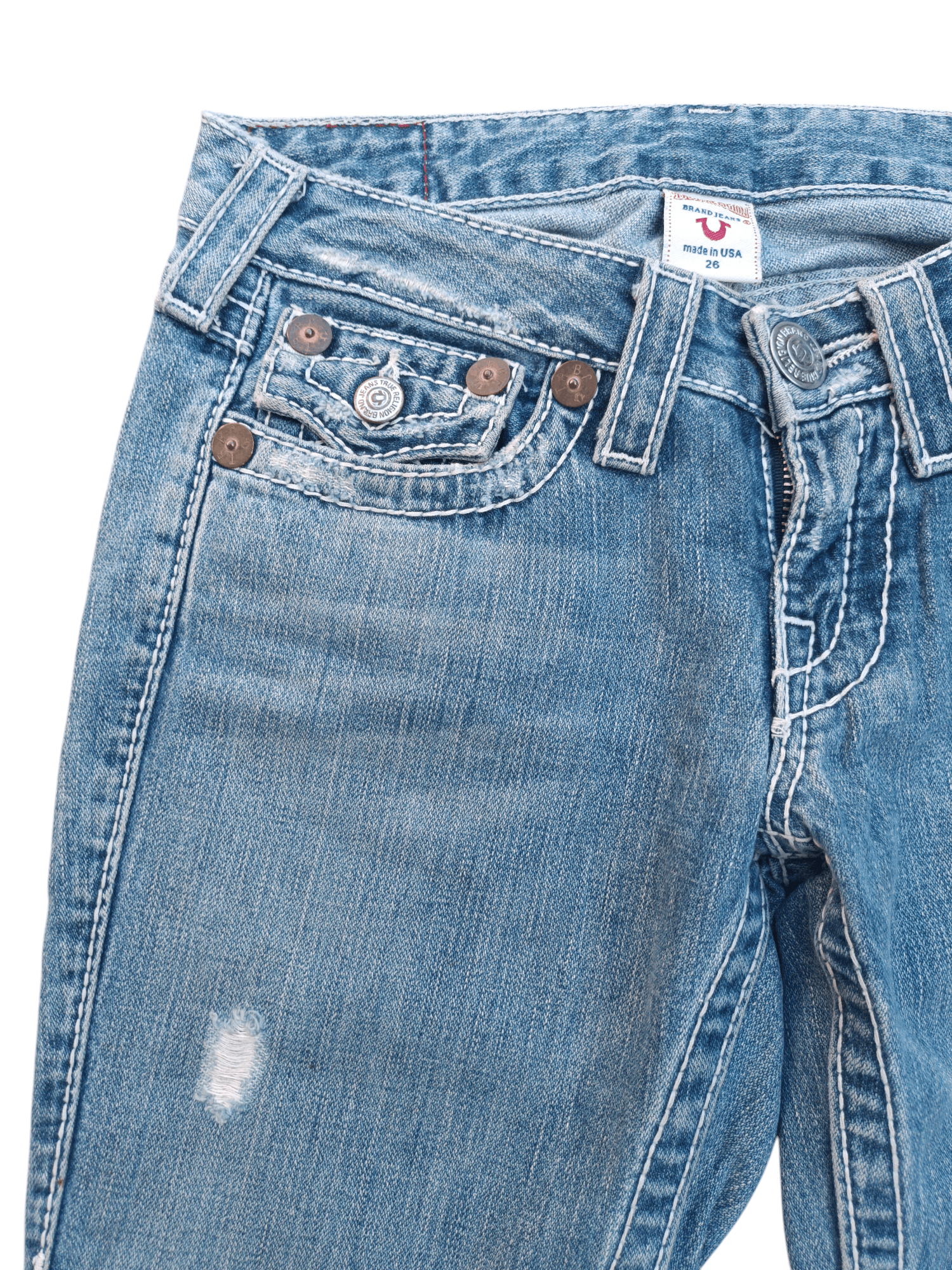 American Apparel × True Religion FLARED 💥 TRUE RELIGION DISTRESSED JOEY BIG T DENIM TR13 Size 27" / US 4 / IT 40 - 11 Thumbnail