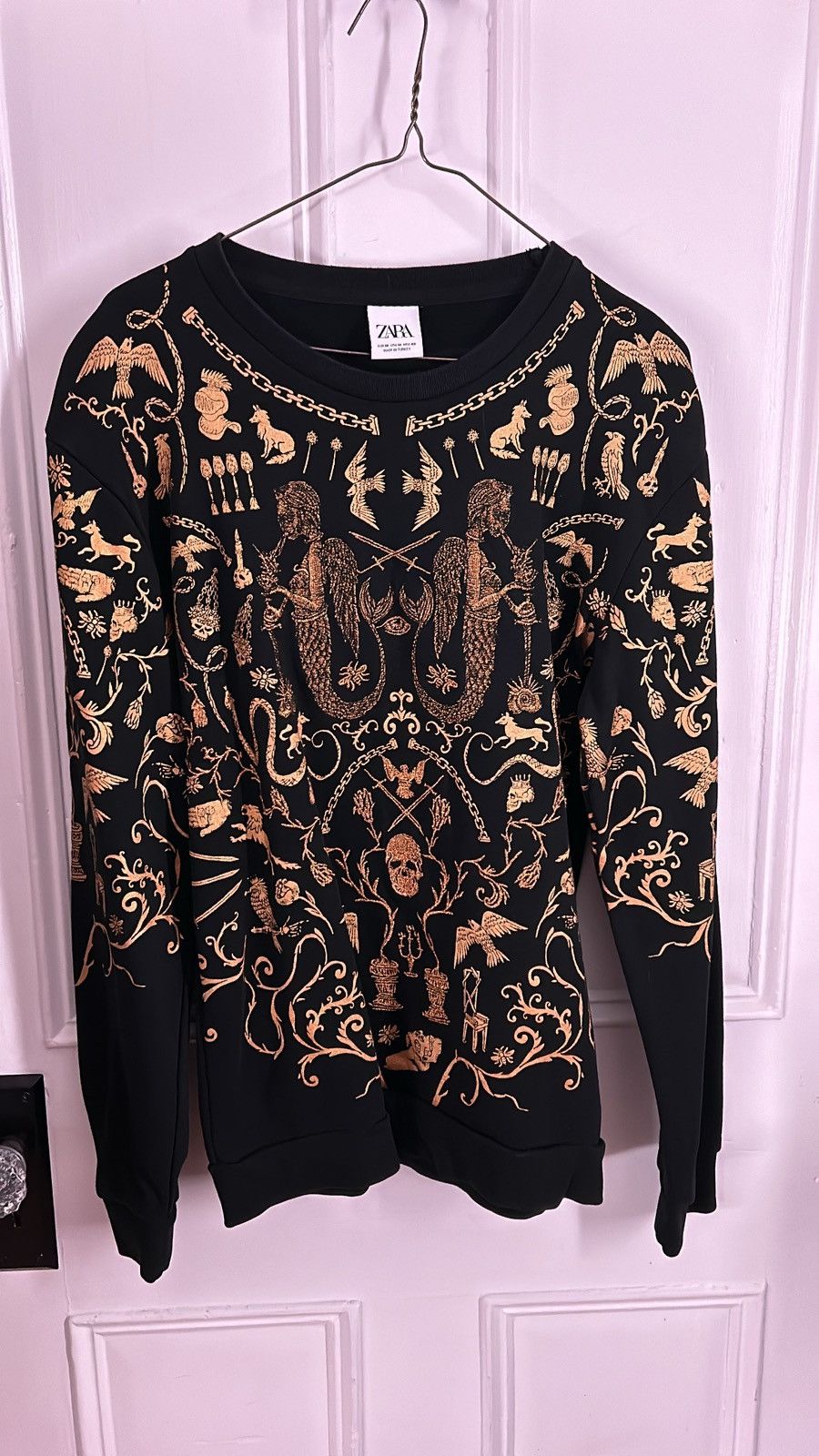 Zara Zara black/gold embroided sweatshirt Size US M / EU 48-50 / 2 - 1 Thumbnail