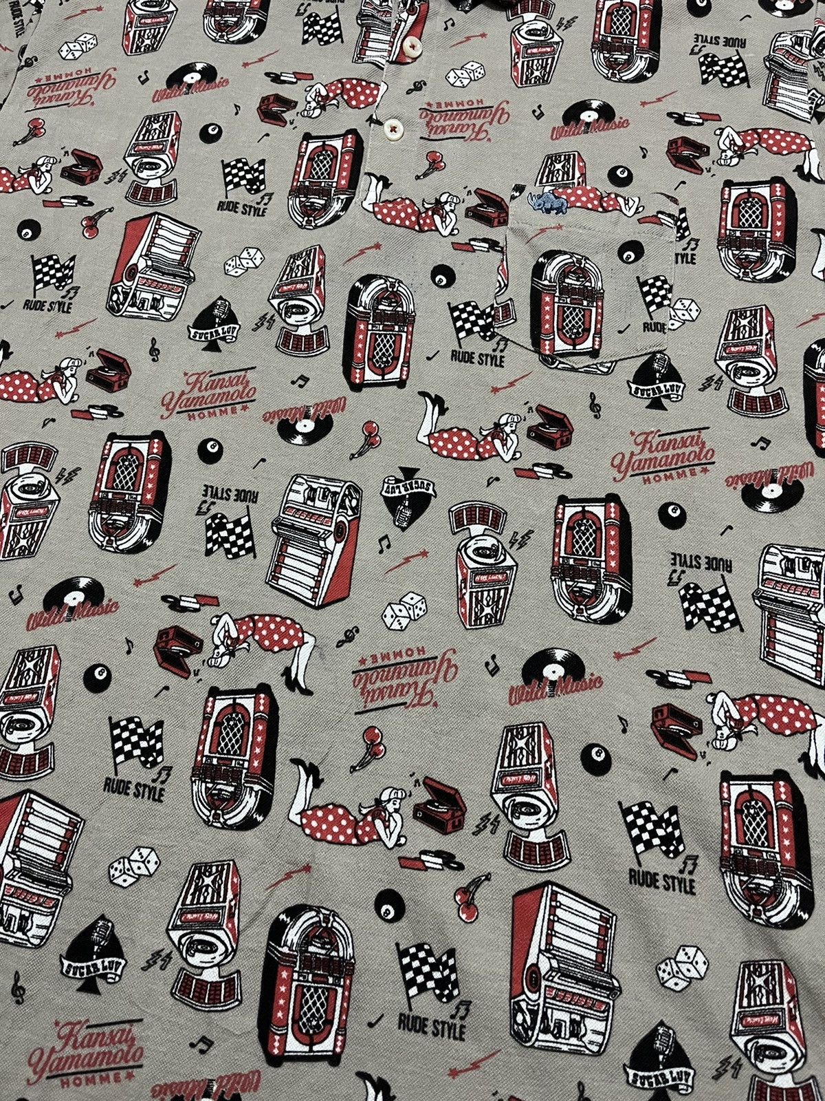 Kansai Yamamoto KANSAI YAMAMOTO HOMME Rare Design Fullprint Polo Shirt Size US XL / EU 56 / 4 - 4 Thumbnail