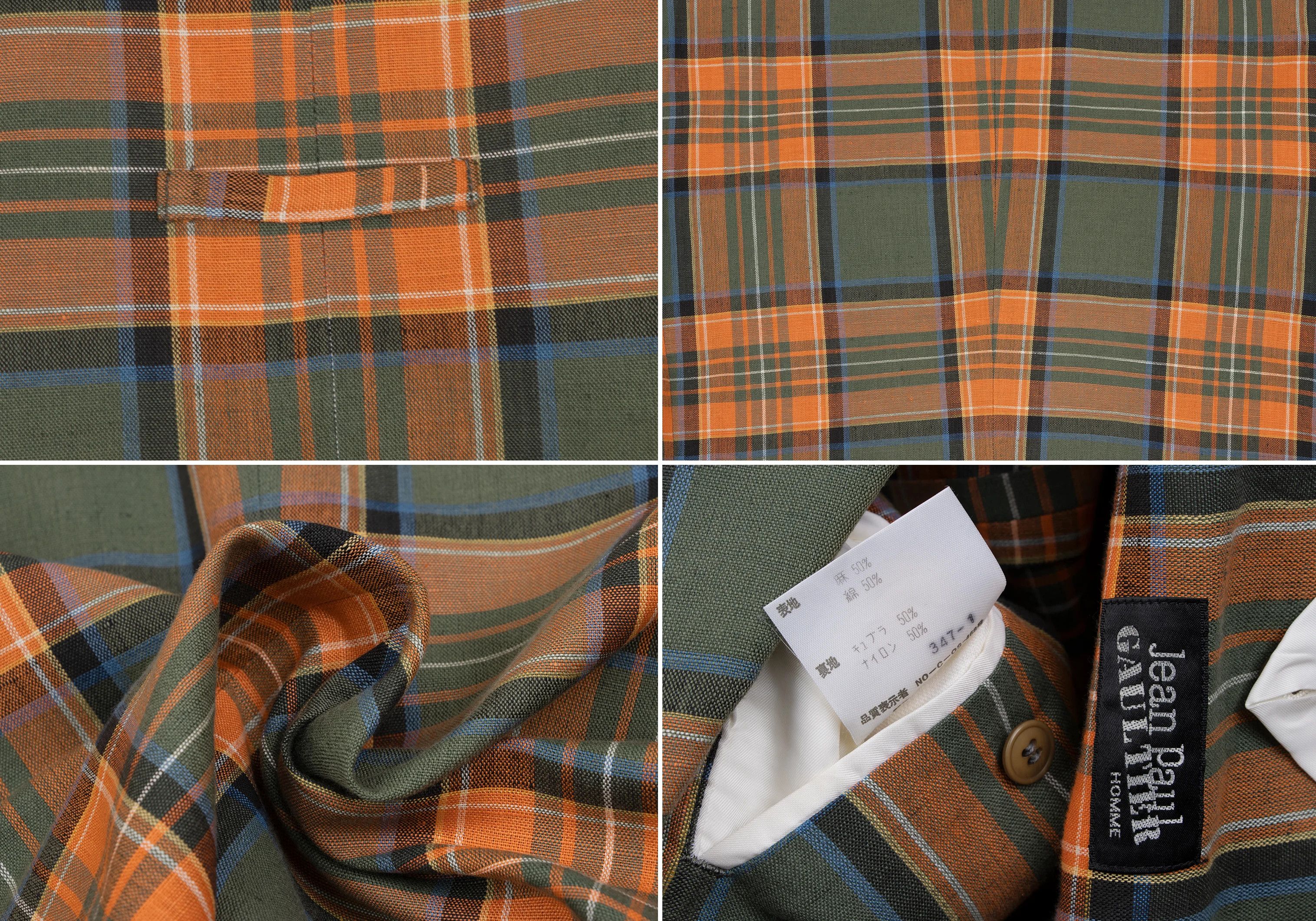 Jean Paul Gaultier Linen Cotton Tartan Check 3B Jacket Multi M Size Size US M / EU 48-50 / 2 - 18 Thumbnail