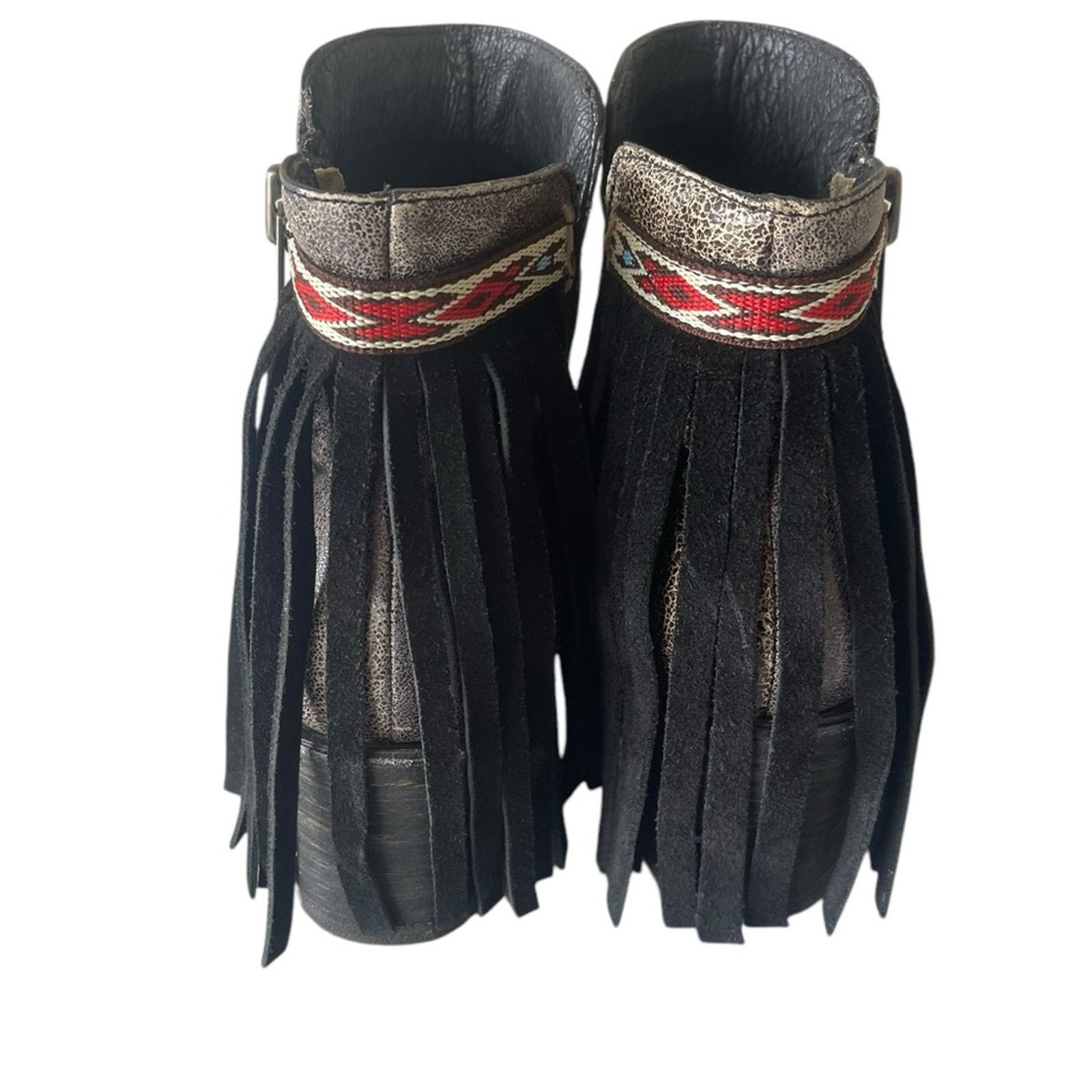 Corral Corral Womens Distressed Leather Fringe Ankle Boots Sz 7 Size US 7 / IT 37 - 4 Thumbnail