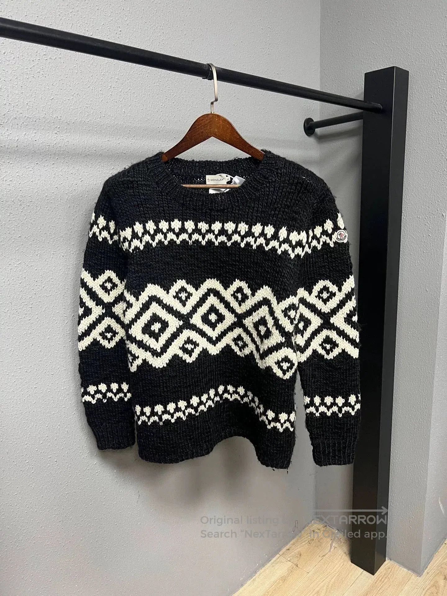 moncler knit sweater with geometric design.