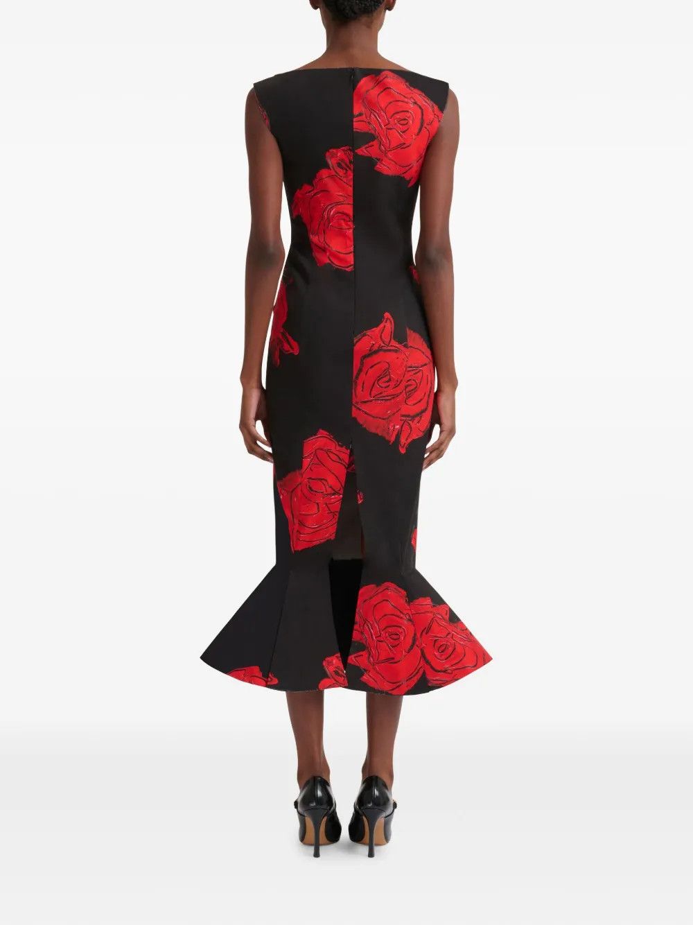 Marni o1w1db10426 Rose-Print Mermaid Dress in Black Size L / US 10 / IT 46 - 3 Thumbnail