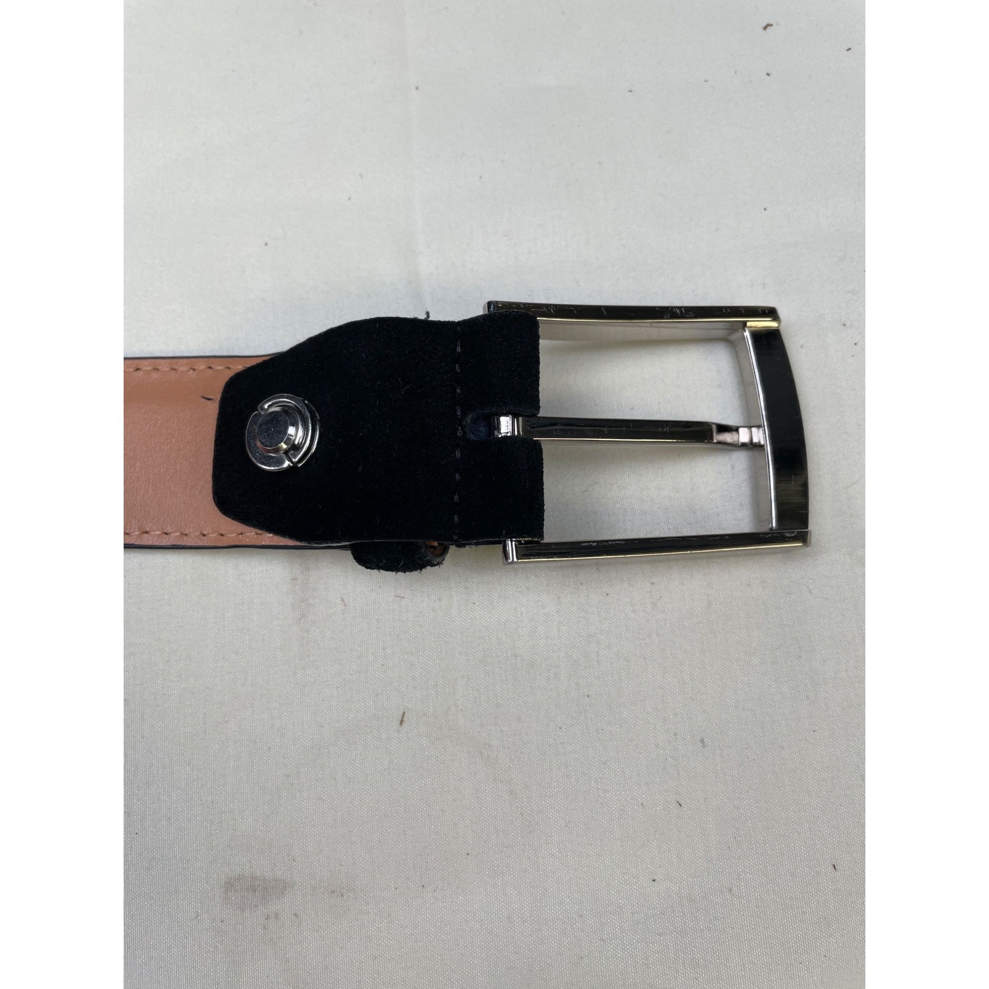 Other Ground Mind Men's Black Suede Leather Belt Silver Buckle Siz Size 32 - 3 Thumbnail