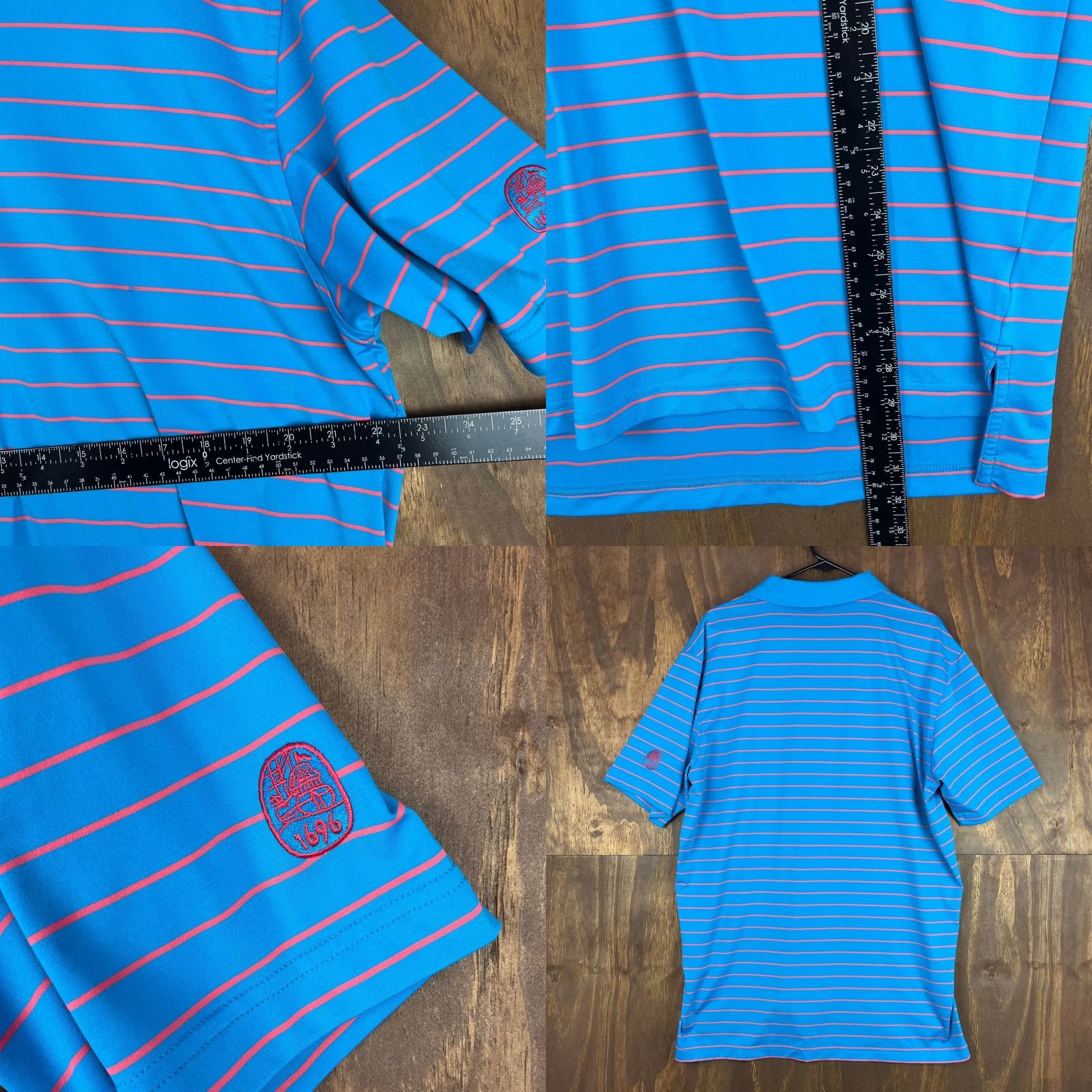 Peter Millar Peter Millar Blue Pink Stripe E4 Performance Stretch Short Sleeve Polo - Men’s Size US L / EU 52-54 / 3 - 8 Thumbnail