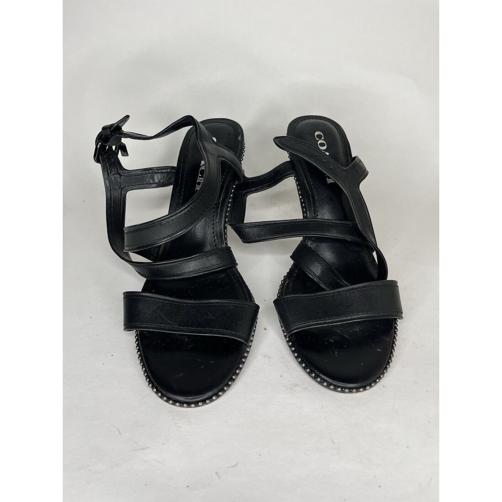 Coach Coach Black Leather Open Toe Ankle Strap Heel Sandals Women Size US 7.5 / IT 37.5 - 2 Thumbnail