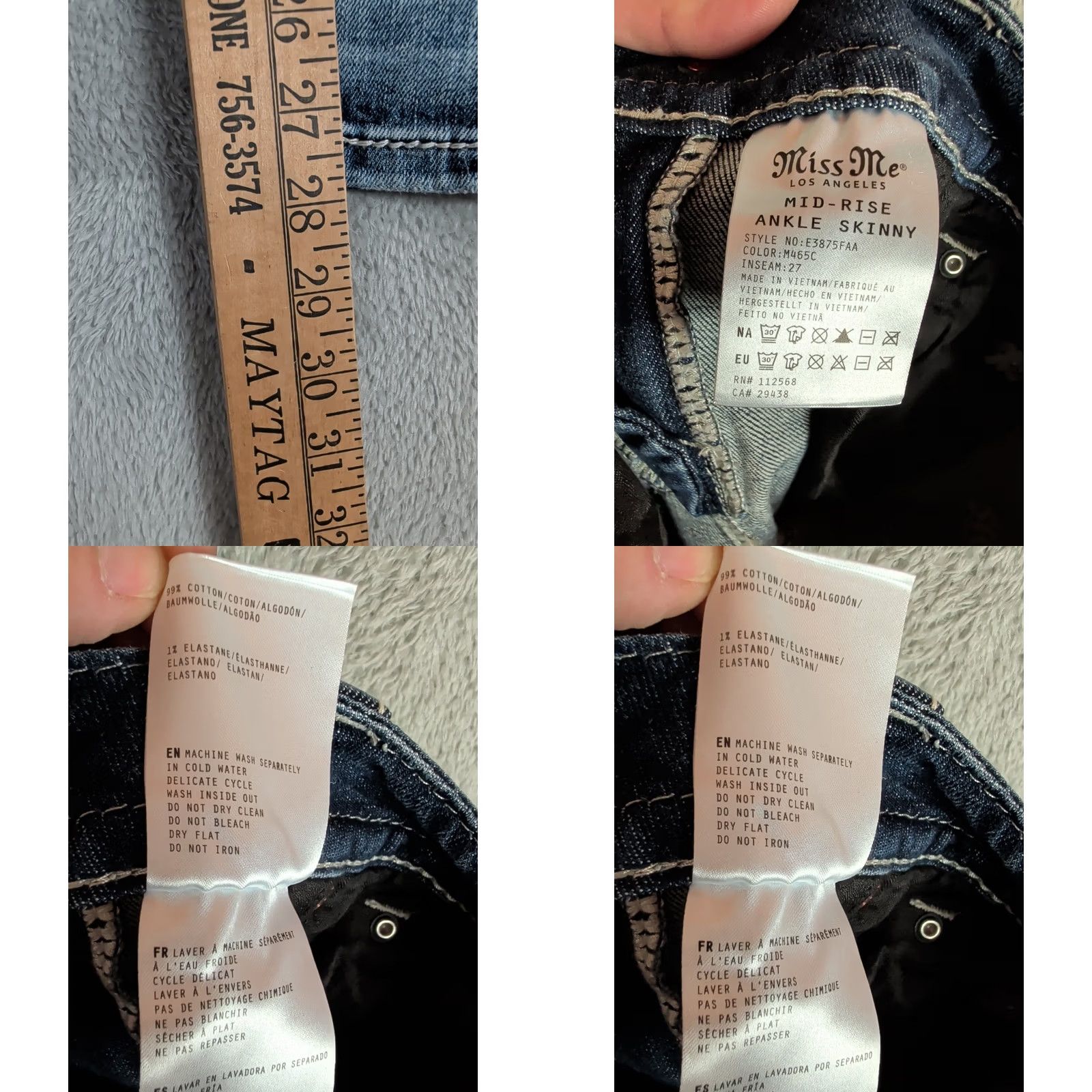 Miss Me Miss Me Jeans Rhinestone Stars And Stripes Mid Rise Ankle Skinny 25 Blue Womens Shirt? Size 42" / US 20 - 9 Thumbnail