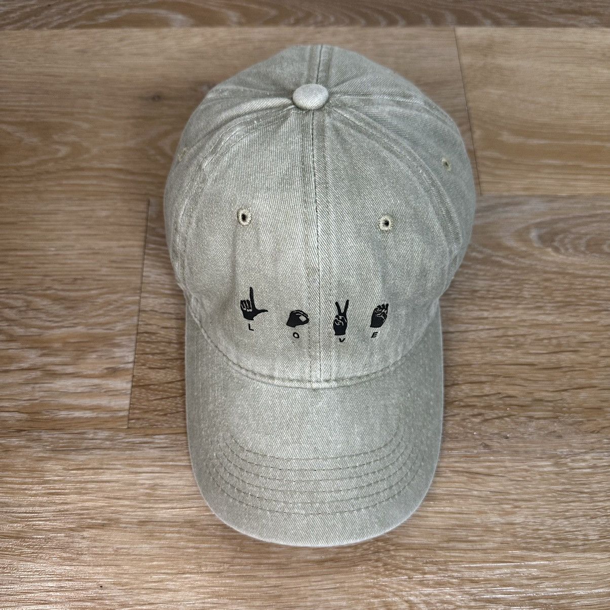 Other Unisex Khaki Love Hand Gesture Adjustable Strapback Hat Size ONE SIZE - 2 Thumbnail