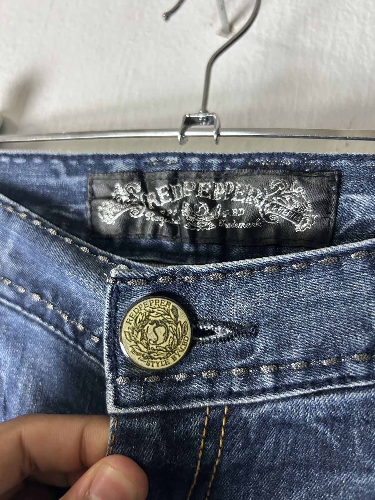 If Six Was Nine Red Pepper Union Jack Punk Flare Jeans Size US 36 / EU 52 - 13 Thumbnail