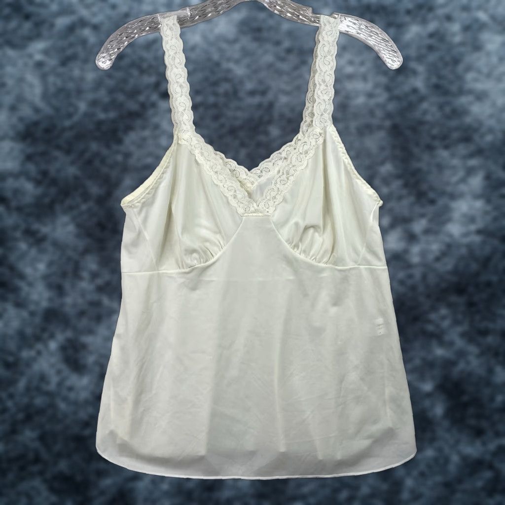 Vintage VINTAGE Cabernet Lace Cami Top Womens 38 Ivory Nylon Lace Camisole Spaghetti Strap Sleeveless Tank Sheer All Seasons Spring Summer Girls Womens Size XS / US 0-2 / IT 36-38 - 1 Thumbnail