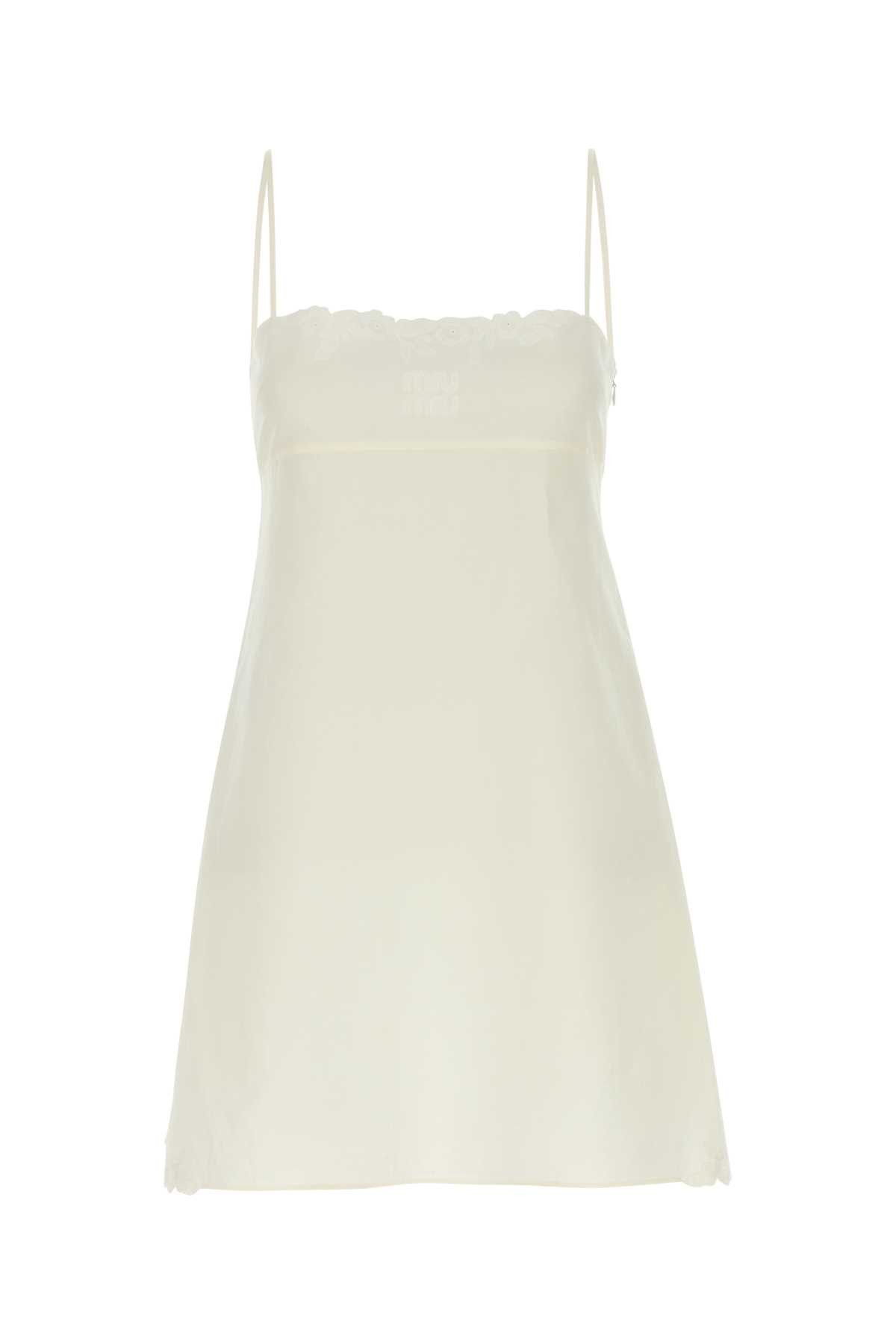 White Linen Blend Mini Dress