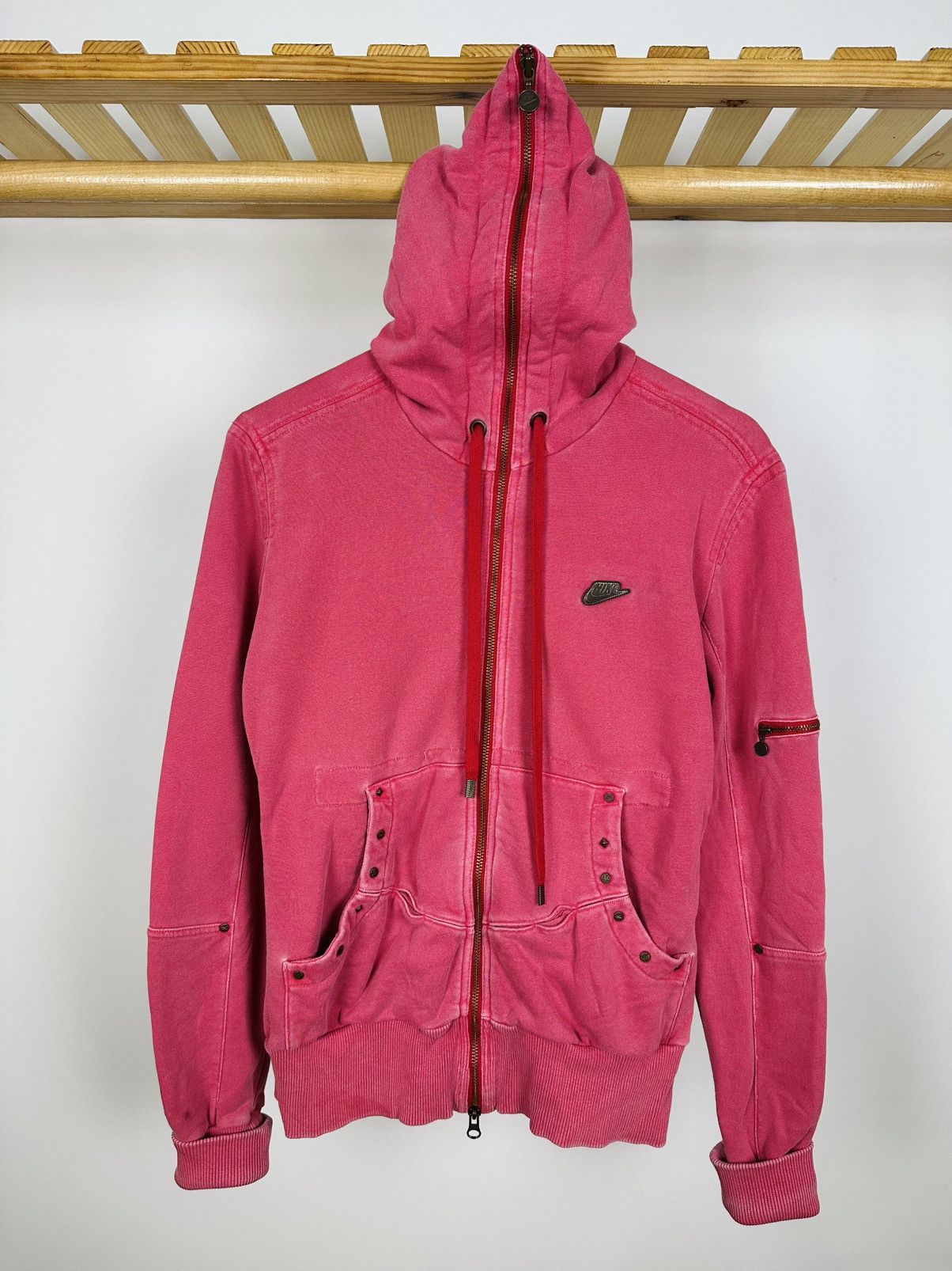 Nike × Vintage Vintage Nike Full Zip Up Pink Hoodie Size Women’s L Size L / US 10 / IT 46 - 1 Thumbnail