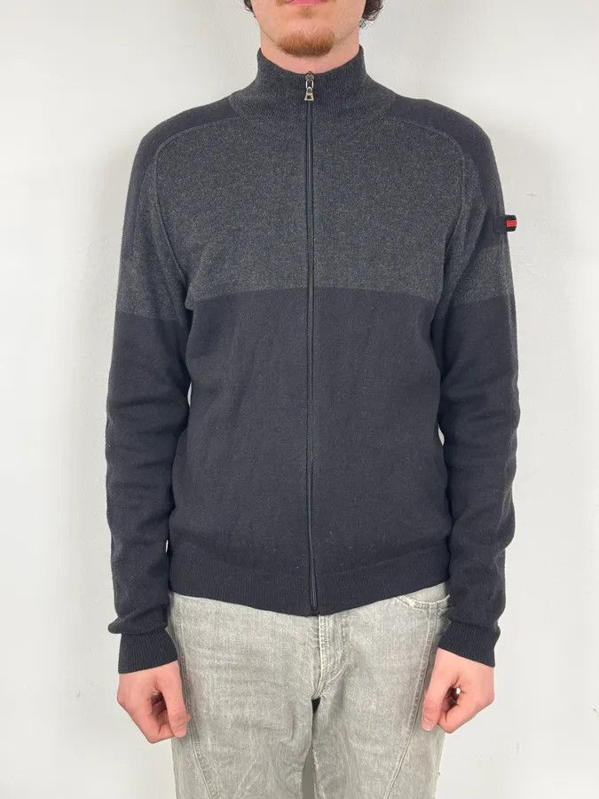 Prada 2000s Prada Navy & Grey Cashmere Zip-Up Sweater Size US L / EU 52-54 / 3 - 2 Thumbnail