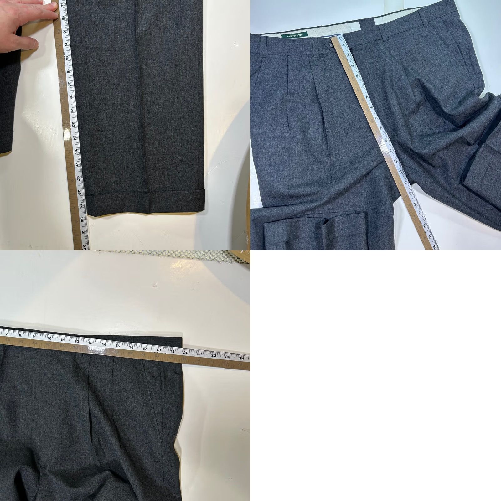 Ralph Lauren Lauren Ralph Lauren Mens Dress Pants Gray Wool Pleated 36x32 Super 100s Size US 36 / EU 52 - 8 Thumbnail