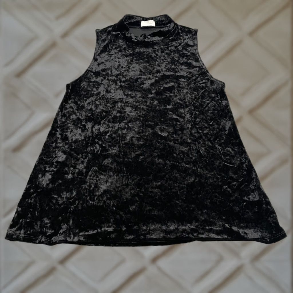 Velour Tree Kisses Velvet Shift Dress Womens M Black Sleeveless Crew Neck Velour Knee Length Casual Winter Spring Summer Size M / US 6-8 / IT 42-44 - 1 Thumbnail