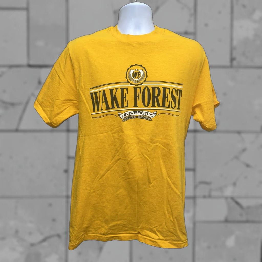 Vintage WAKE FOREST The Cotton Exchange Yellow Graphic T-Shirt USA Mens L Cotton Shirt Size US L / EU 52-54 / 3 - 1 Thumbnail