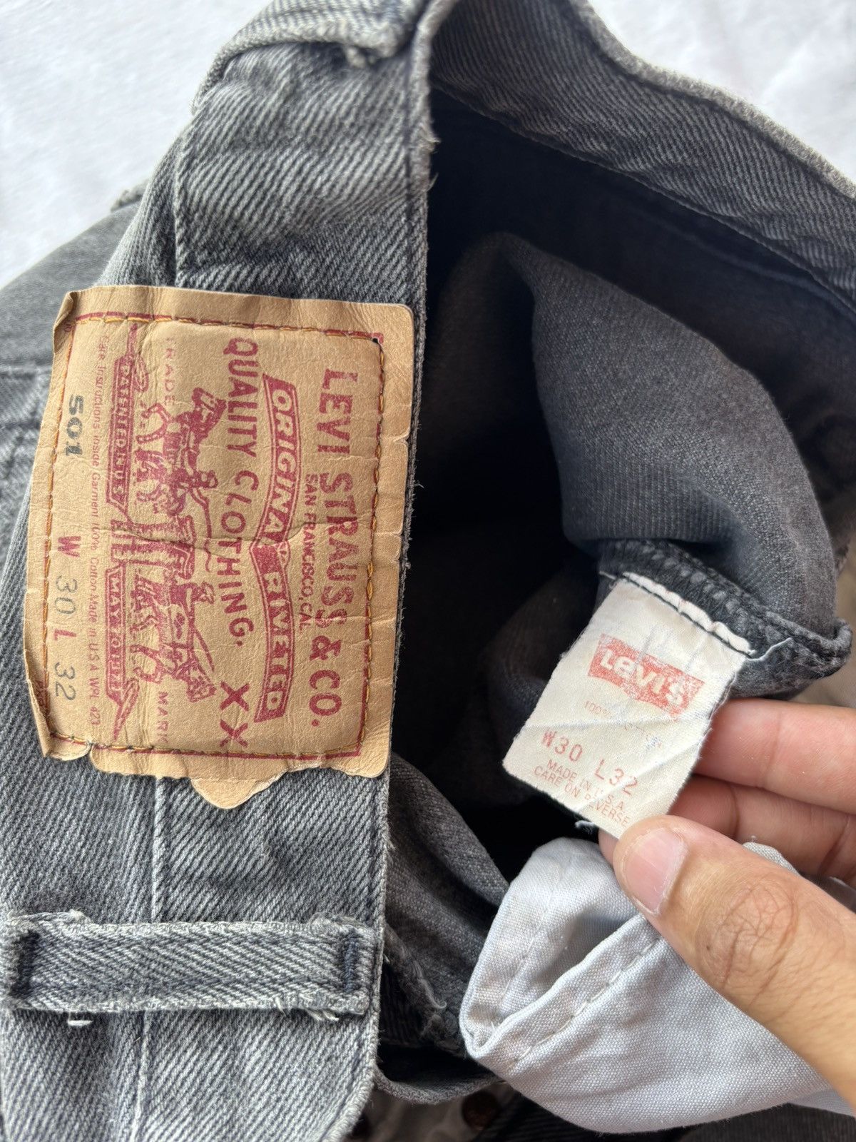 Kapital Vintage Levis 501 MADE IN USA Faded Black Distress Denim Size US 30 / EU 46 - 10 Thumbnail