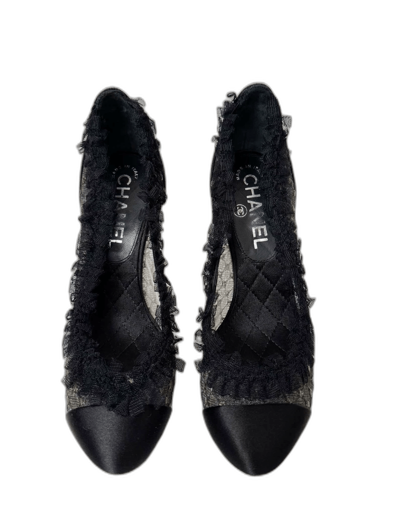 Chanel Chanel Lace High Heels Size 34.5 -2505 Size US 4 / IT 34 - 1 Thumbnail